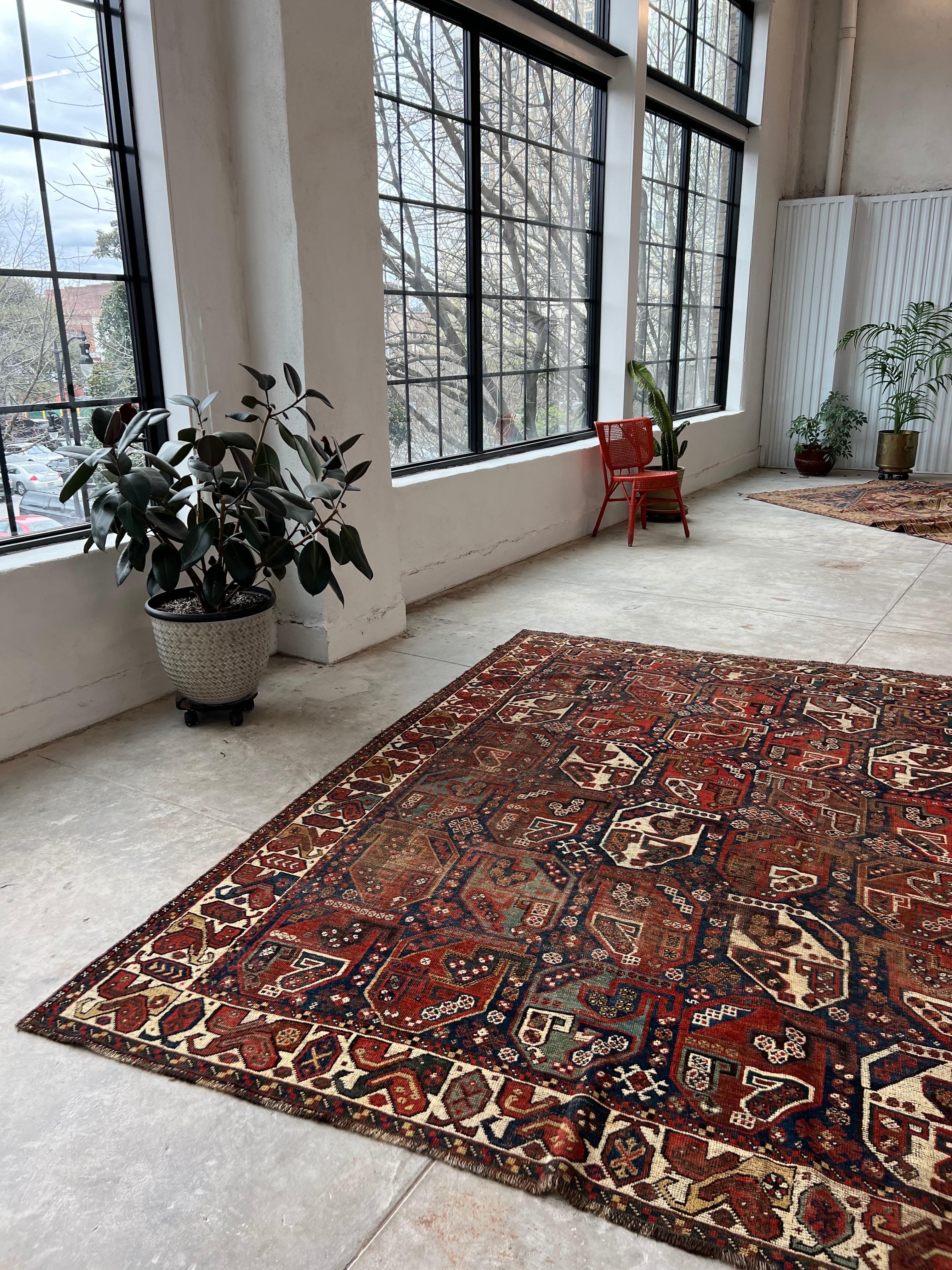 Antique Persian Tribal Shiraz Rug with a Repeating All over Pattern For Sale 15