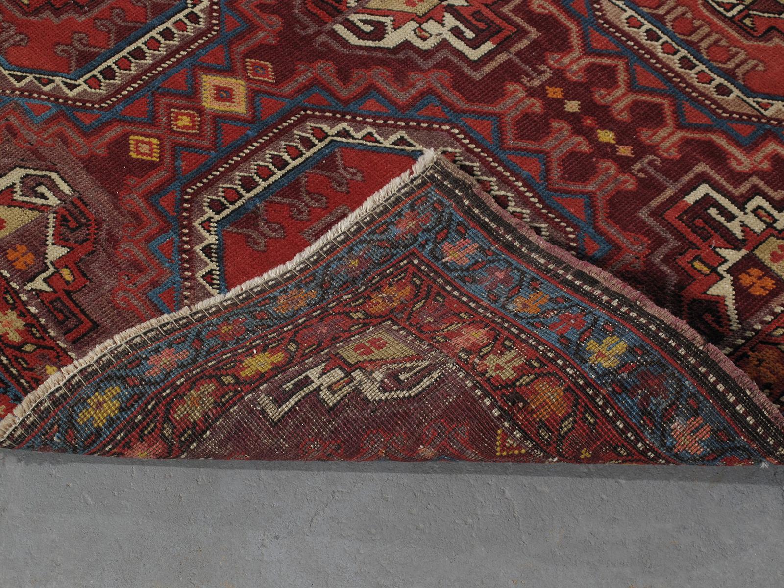 Hand-Knotted Antique Persian Turkmen Rug For Sale