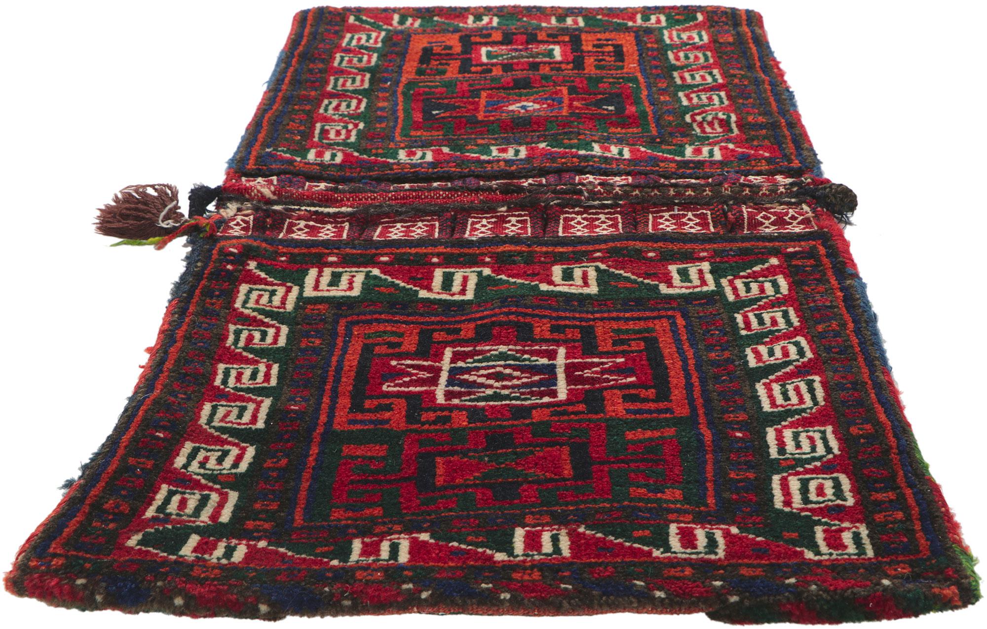 Tribal Antique Persian Turkmen Saddlebag For Sale