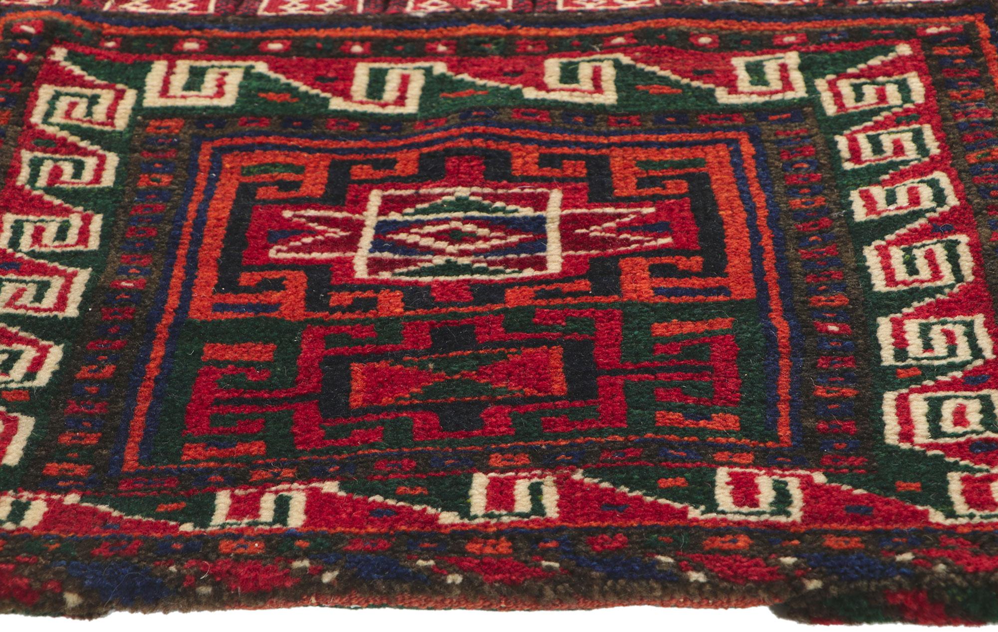 Hand-Knotted Antique Persian Turkmen Saddlebag For Sale