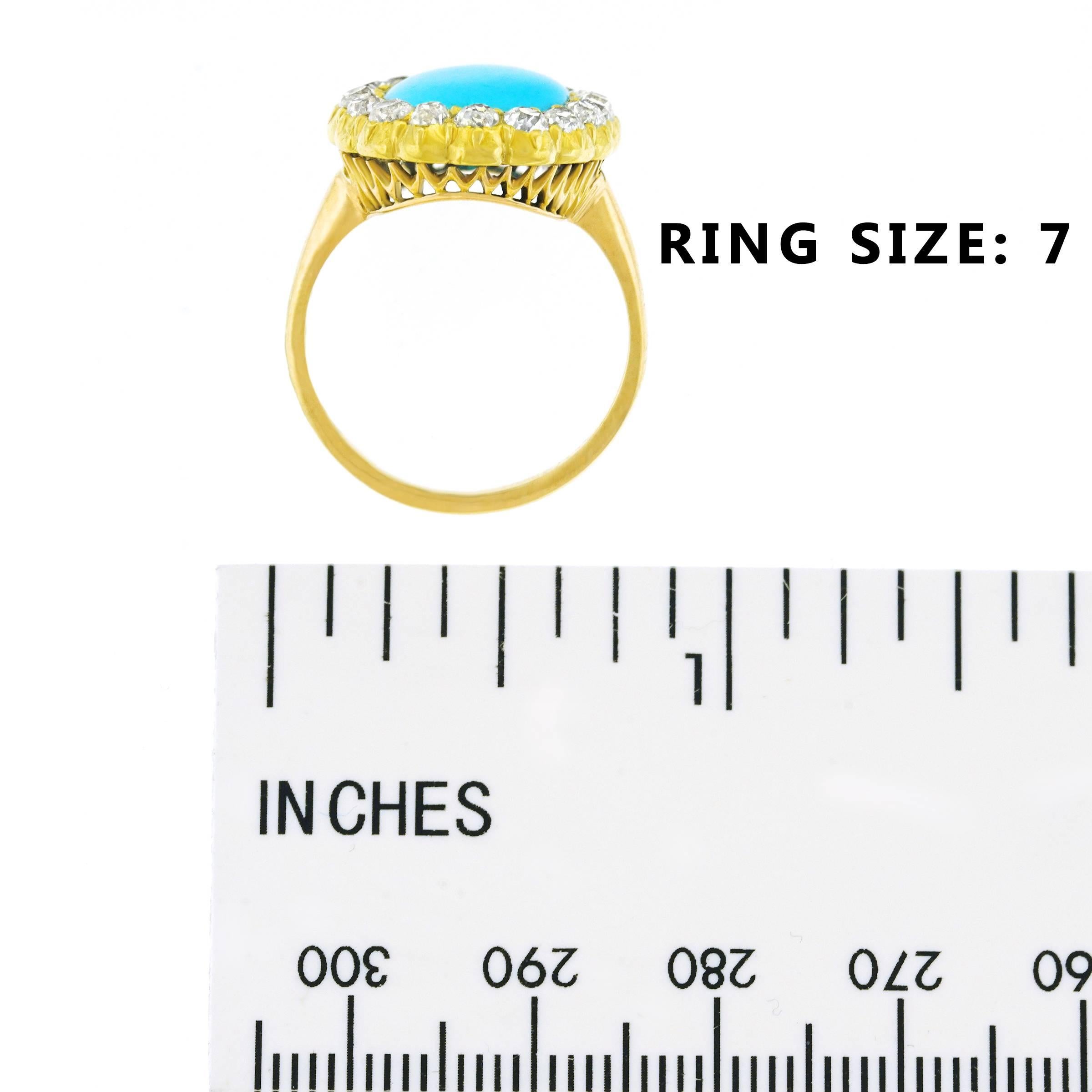 Antique Persian Turquoise and Diamond Set Gold Ring 2