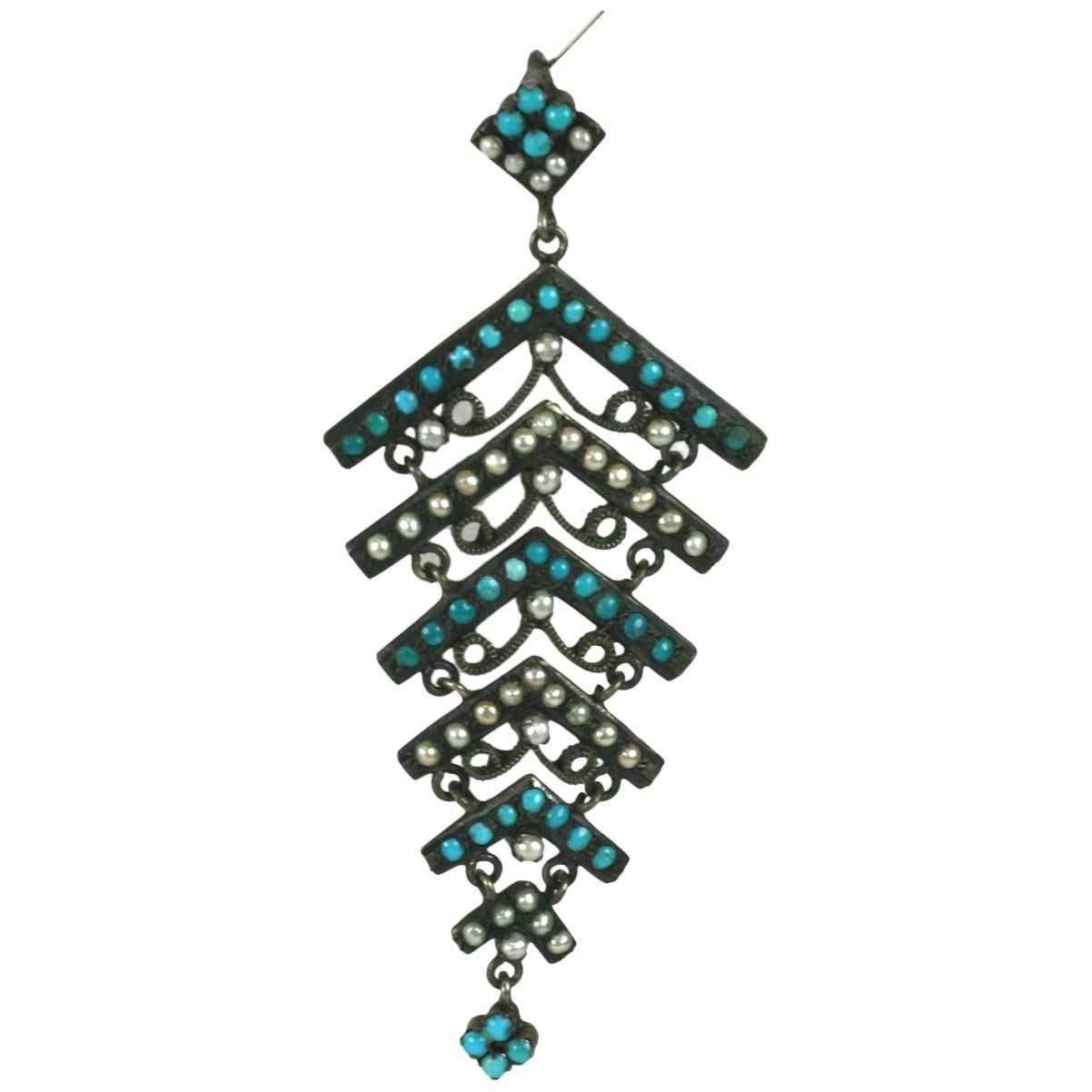 Antique Persian Turquoise and Pearl Pendant