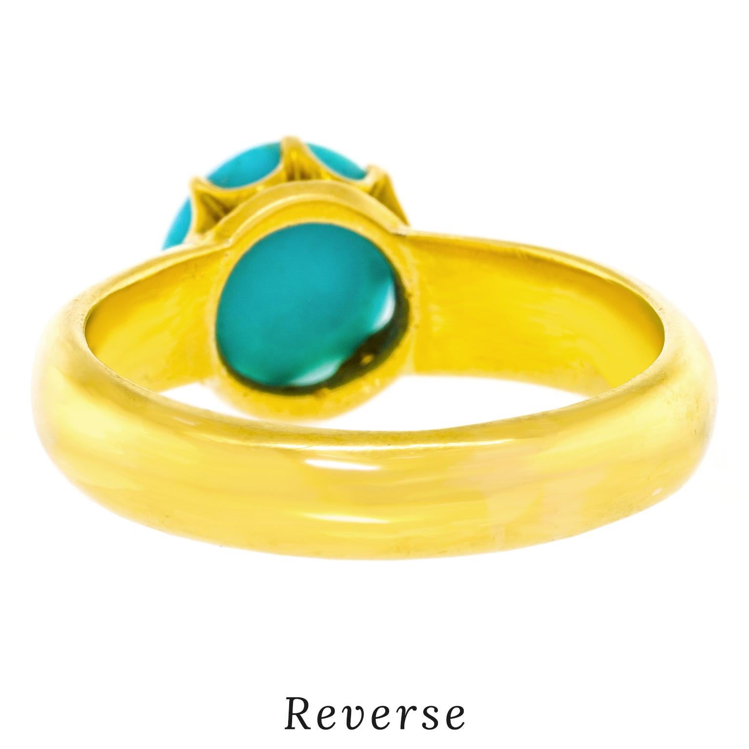 Antique Persian Turquoise-set Gold Ring In Excellent Condition In Litchfield, CT