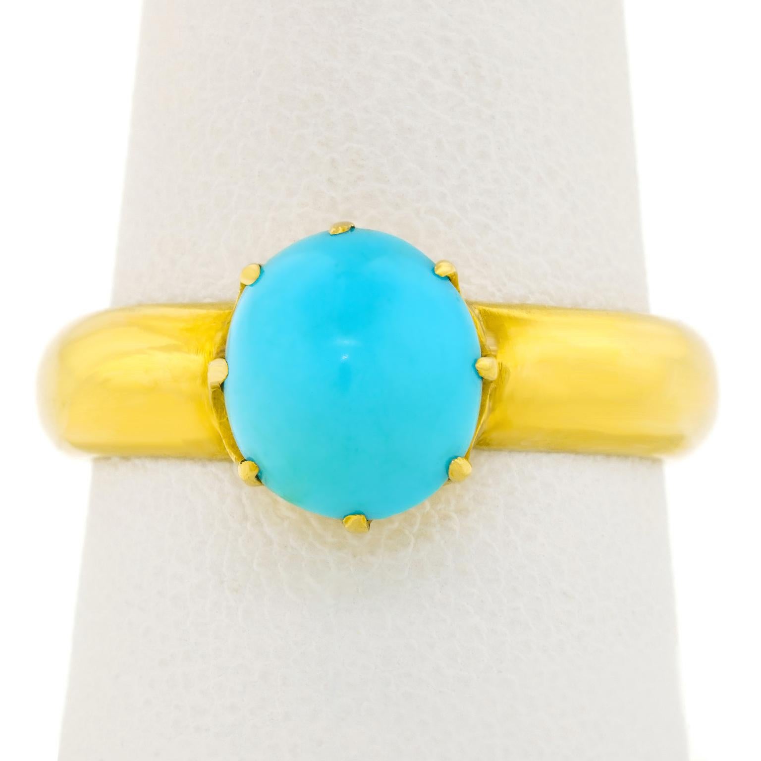 Women's or Men's Antique Persian Turquoise-set Gold Ring