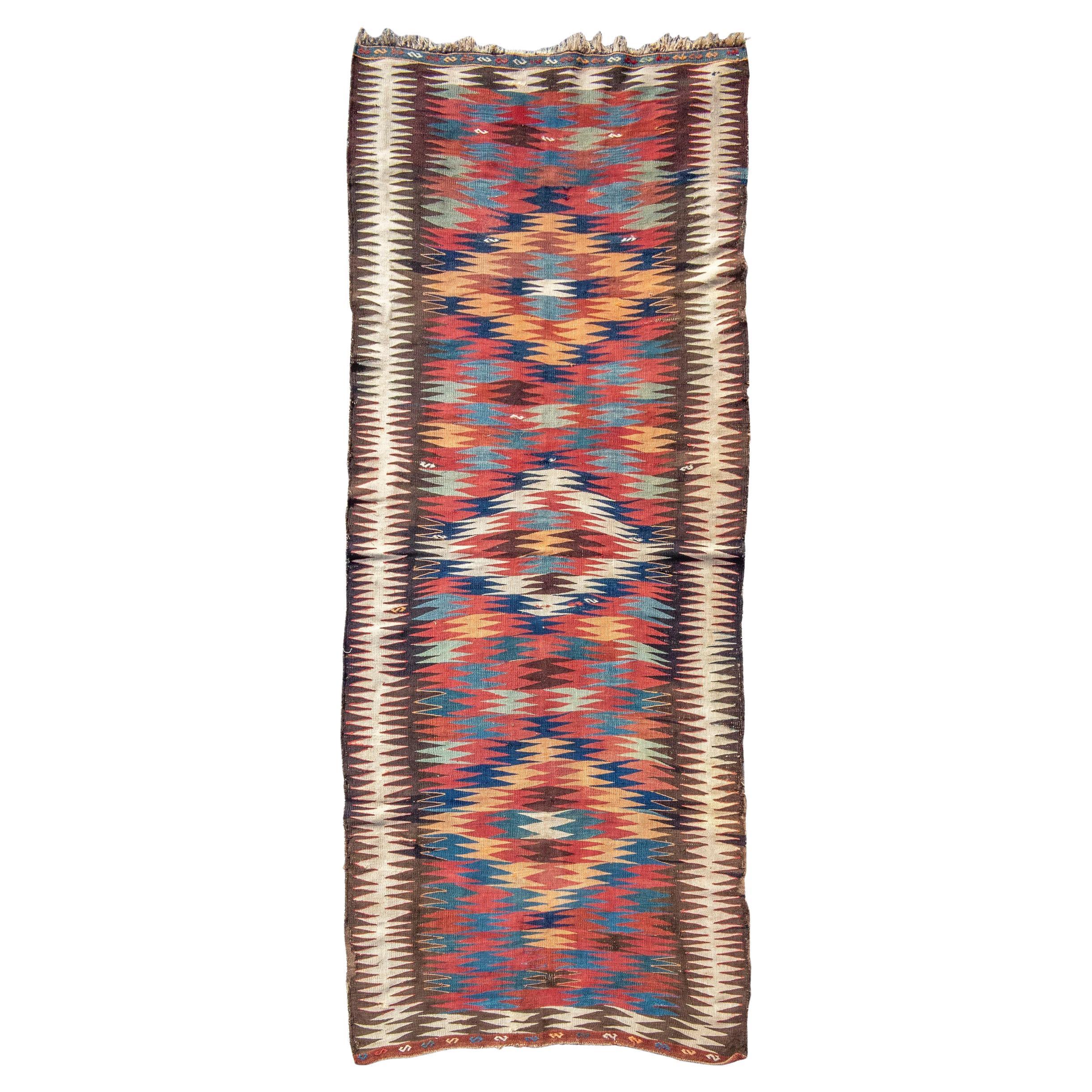 Antique Persian Veramin Kilim Rug, Late 19th Century For Sale
