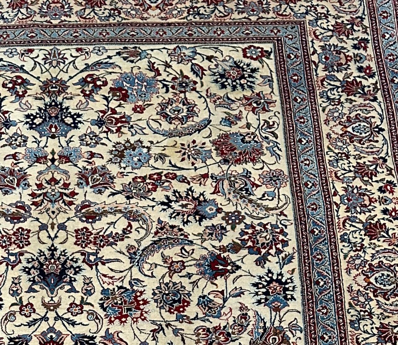 Altpersischer weiß-blauer Akzentteppich 5x7 (Persisch) im Angebot