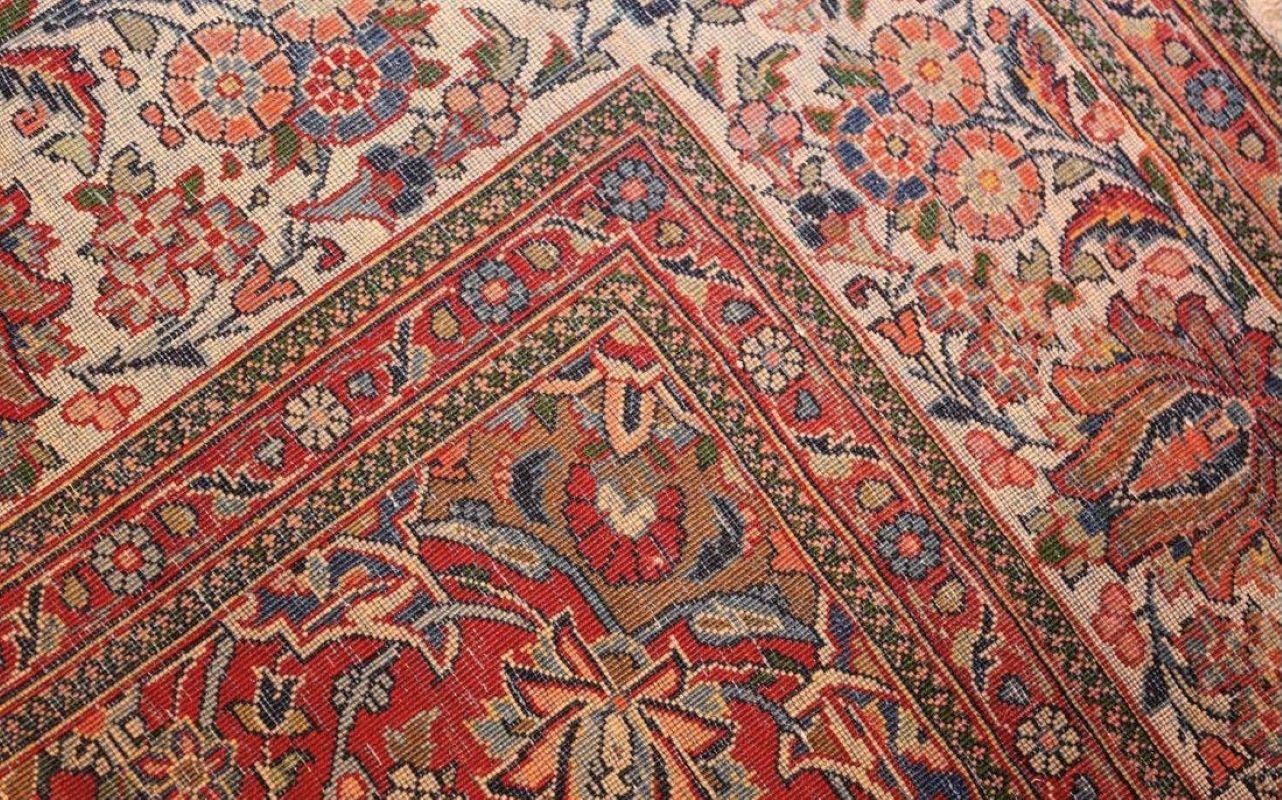 Mid-20th Century Antique Persian Wool and Silk Prayer Design Kashan Oriental Rug For Sale