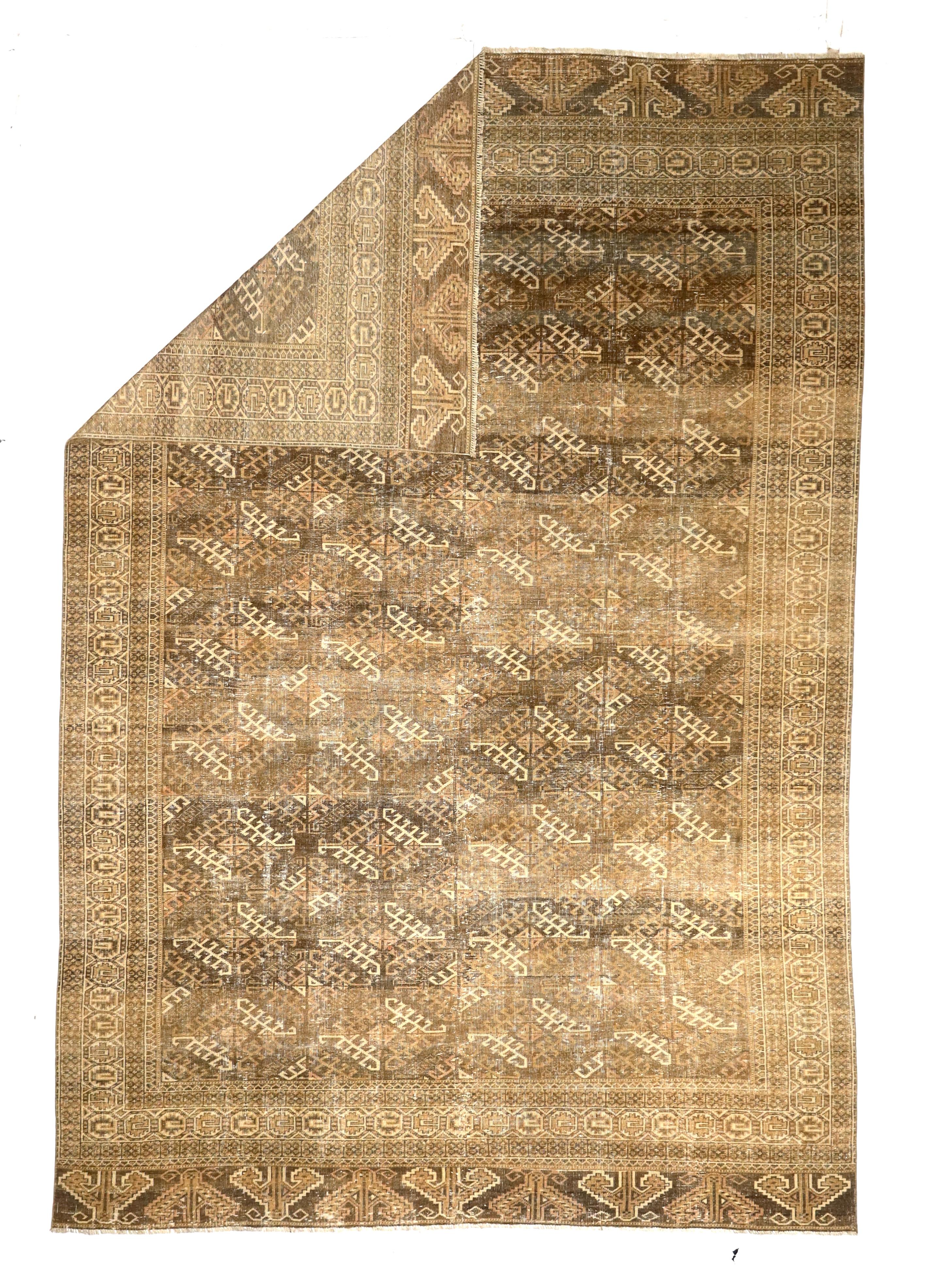 Antique Persian Yamoud Rug 7'1