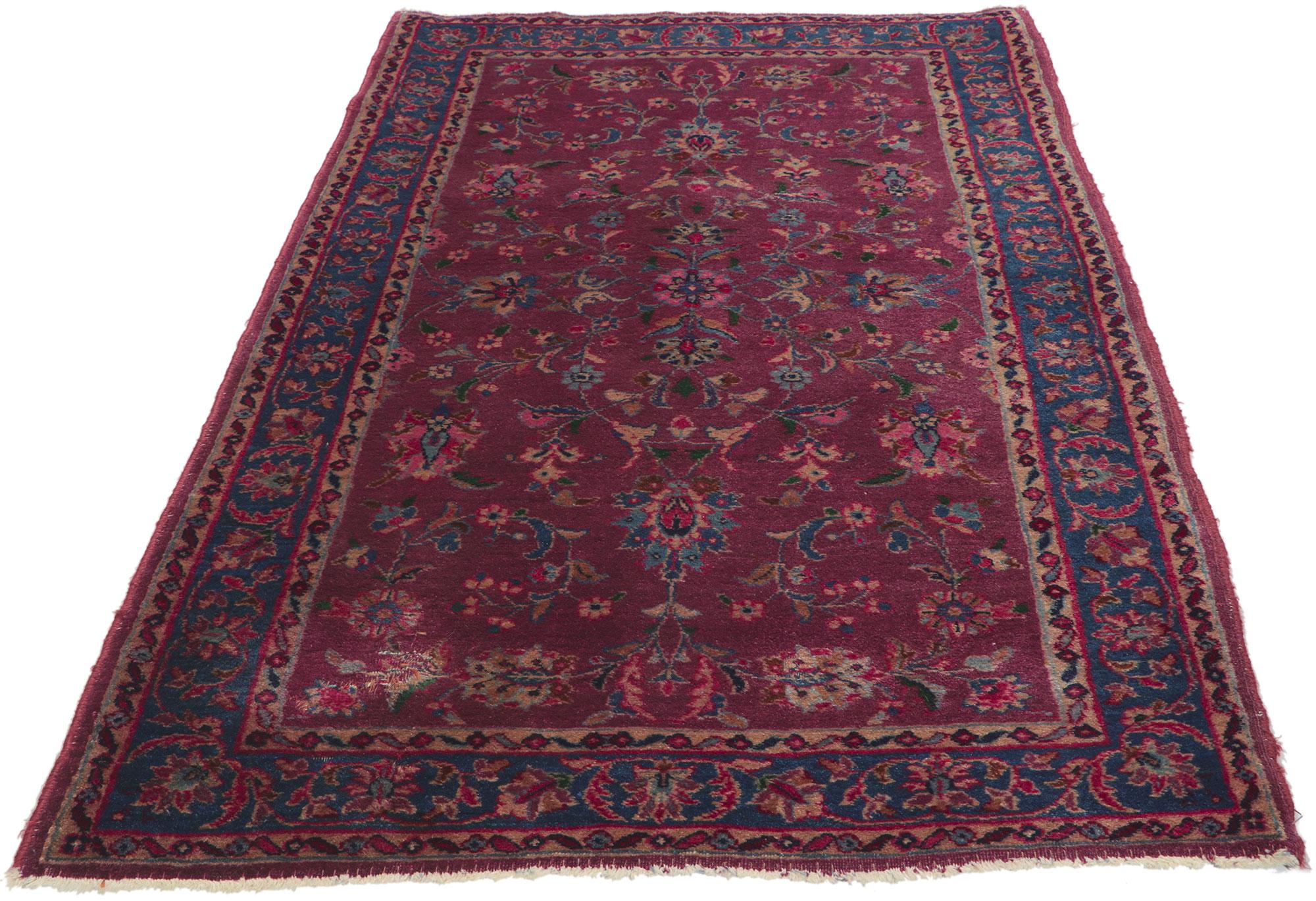 Victorian Antique Persian Yazd Accent Rug For Sale
