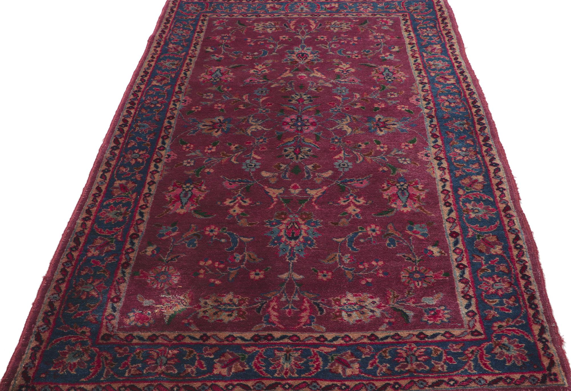 Hand-Knotted Antique Persian Yazd Accent Rug For Sale
