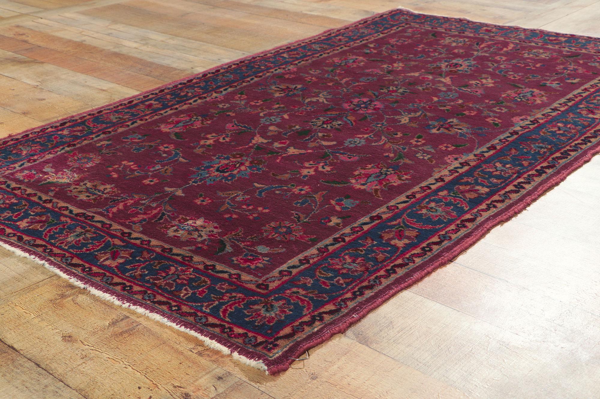 20th Century Antique Persian Yazd Accent Rug For Sale