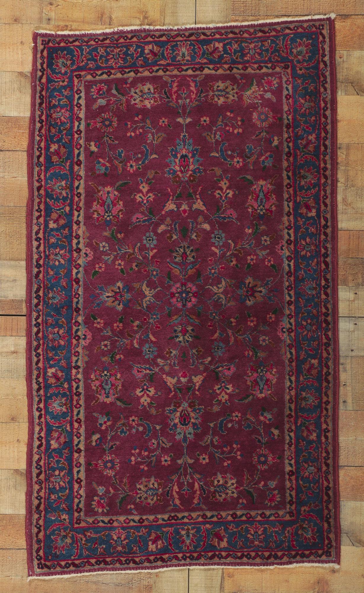 Laine Antique tapis persan Yazd d'accentuation en vente