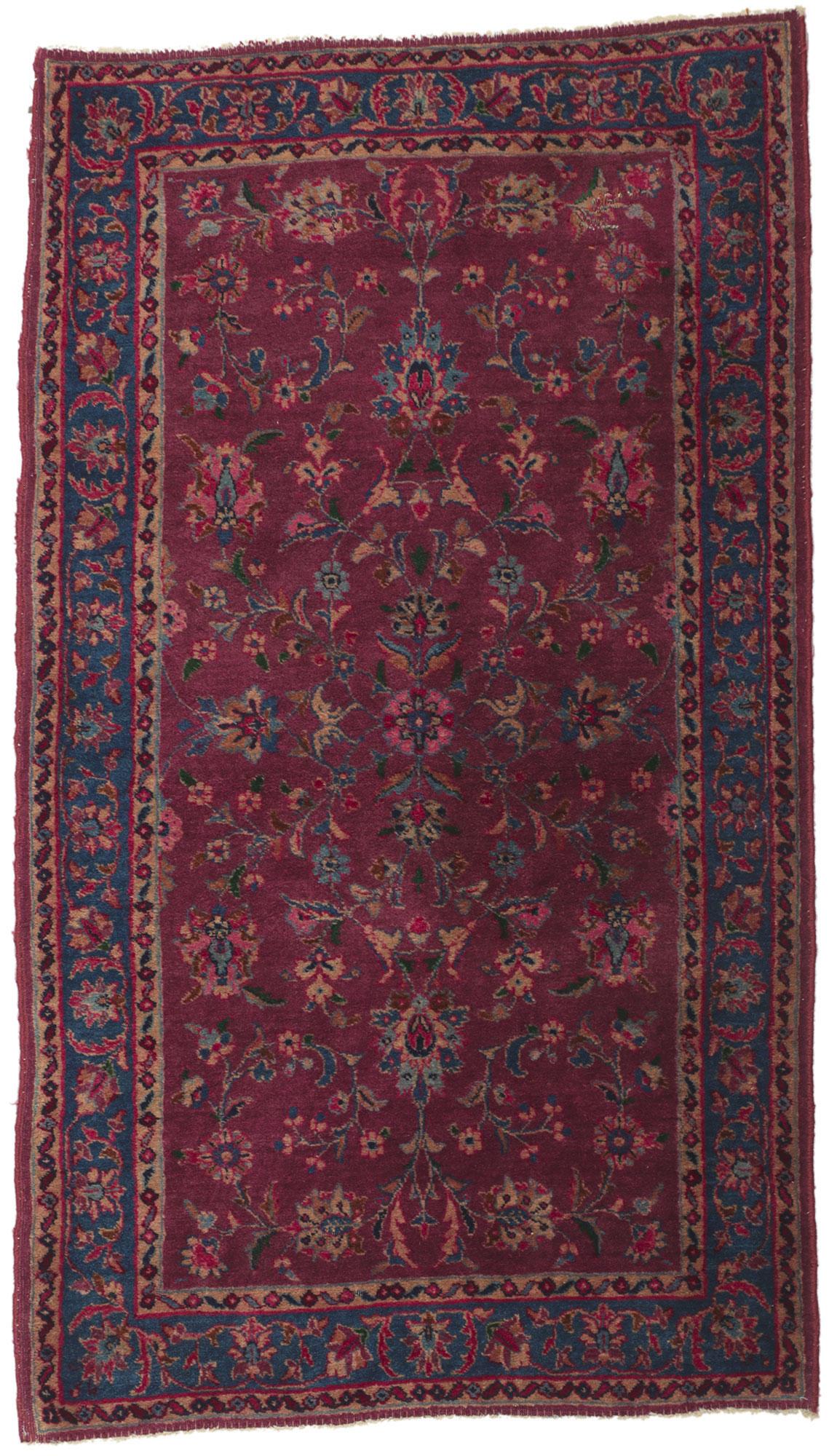 Antique Persian Yazd Accent Rug For Sale 2