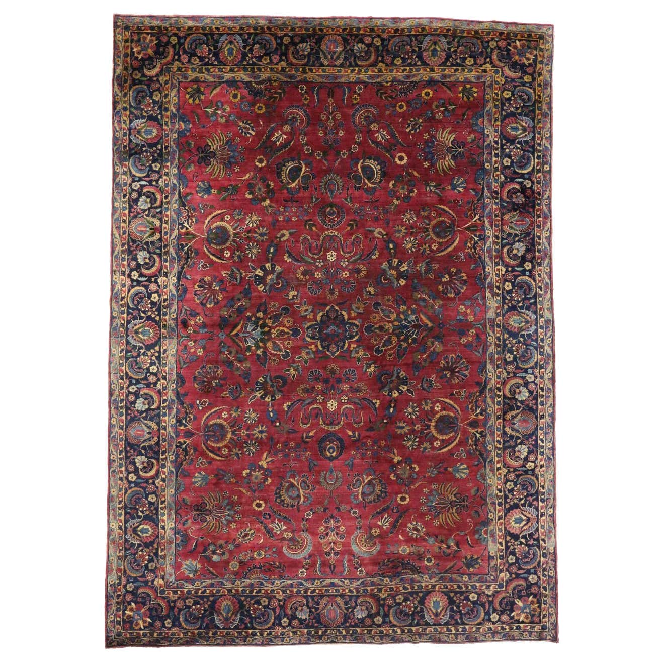 Antique Persian Yazd Area Rug with Luxe Victorian Style For Sale at ...