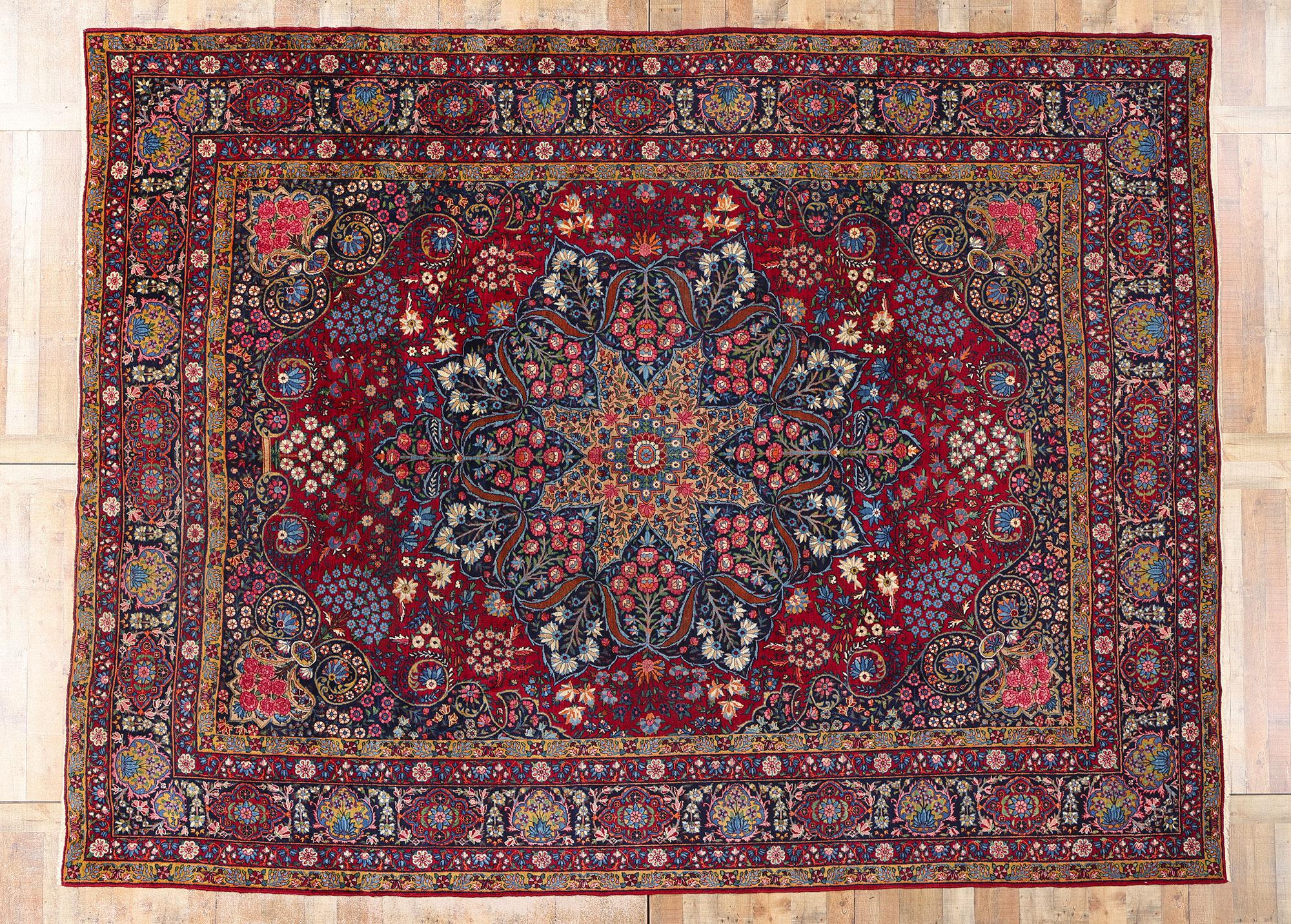 Antiker persischer Yazd-Teppich aus Yazd, 10'05 x 13'09 im Angebot 1