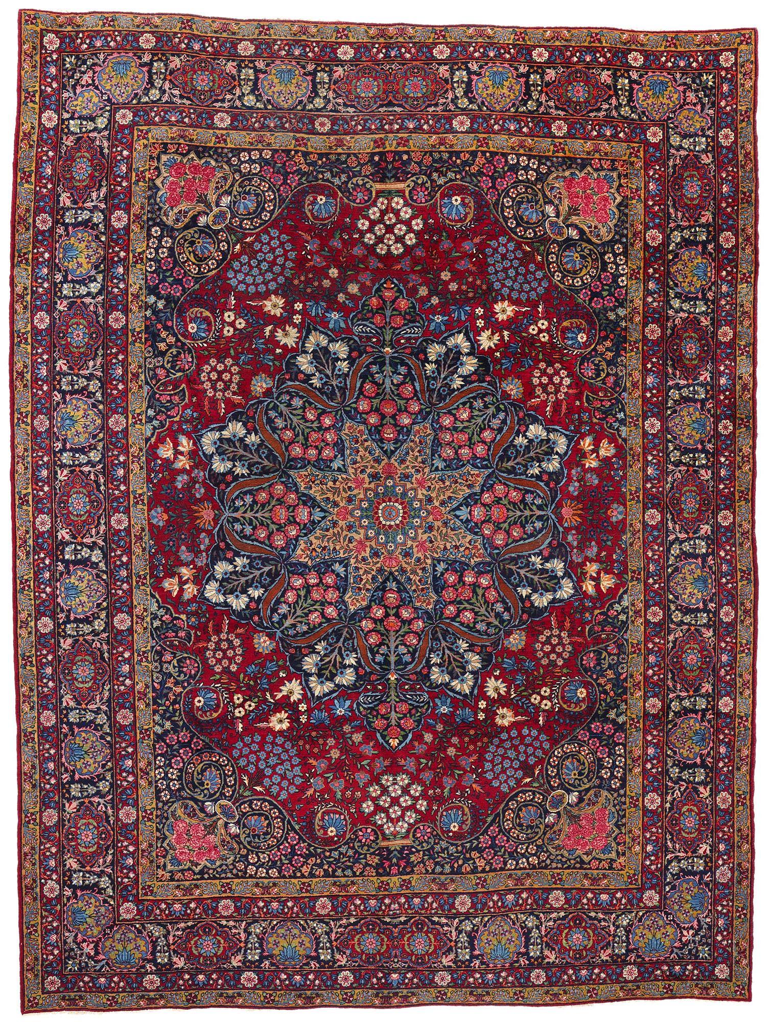 Antiker persischer Yazd-Teppich aus Yazd, 10'05 x 13'09