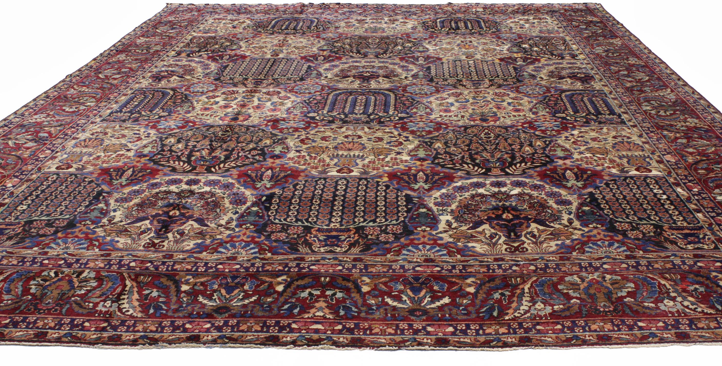 Hand-Knotted Antique Persian Yazd Palace Rug with Victorian Style and Garden Design For Sale