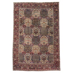 Antique Persian Yazd Palace Rug with Victorian Style and Garden Design