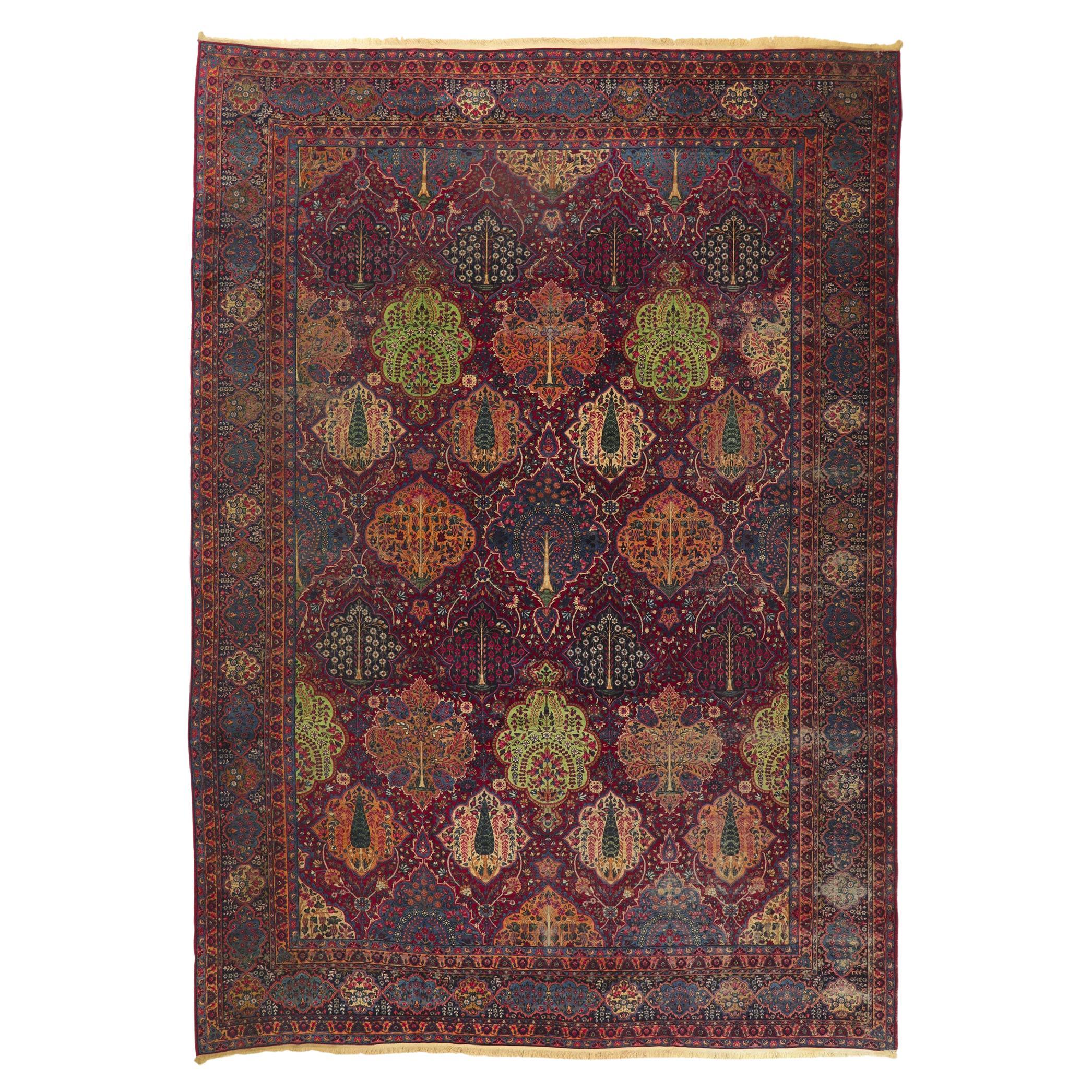 Antique Persian Yazd Rug For Sale