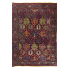 Tapis persan Yazd des années 1910, coloré et de style Modernity