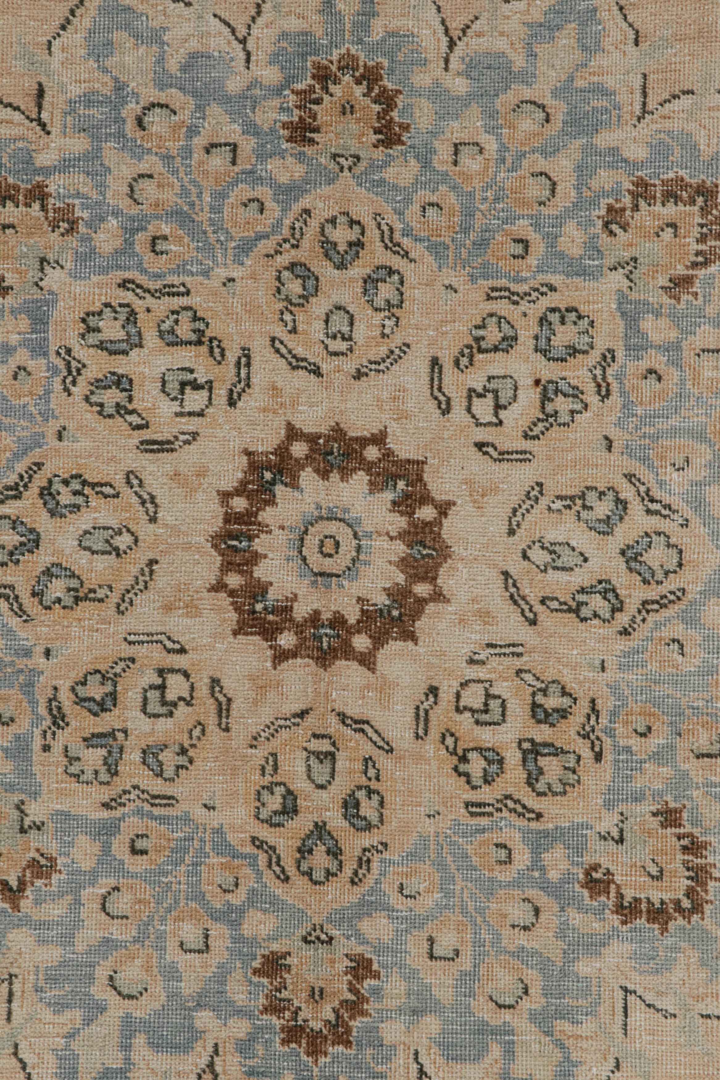 Wool Antique Persian Yazd rug in Beige, with Floral Patterns, from Rug & Kilim For Sale
