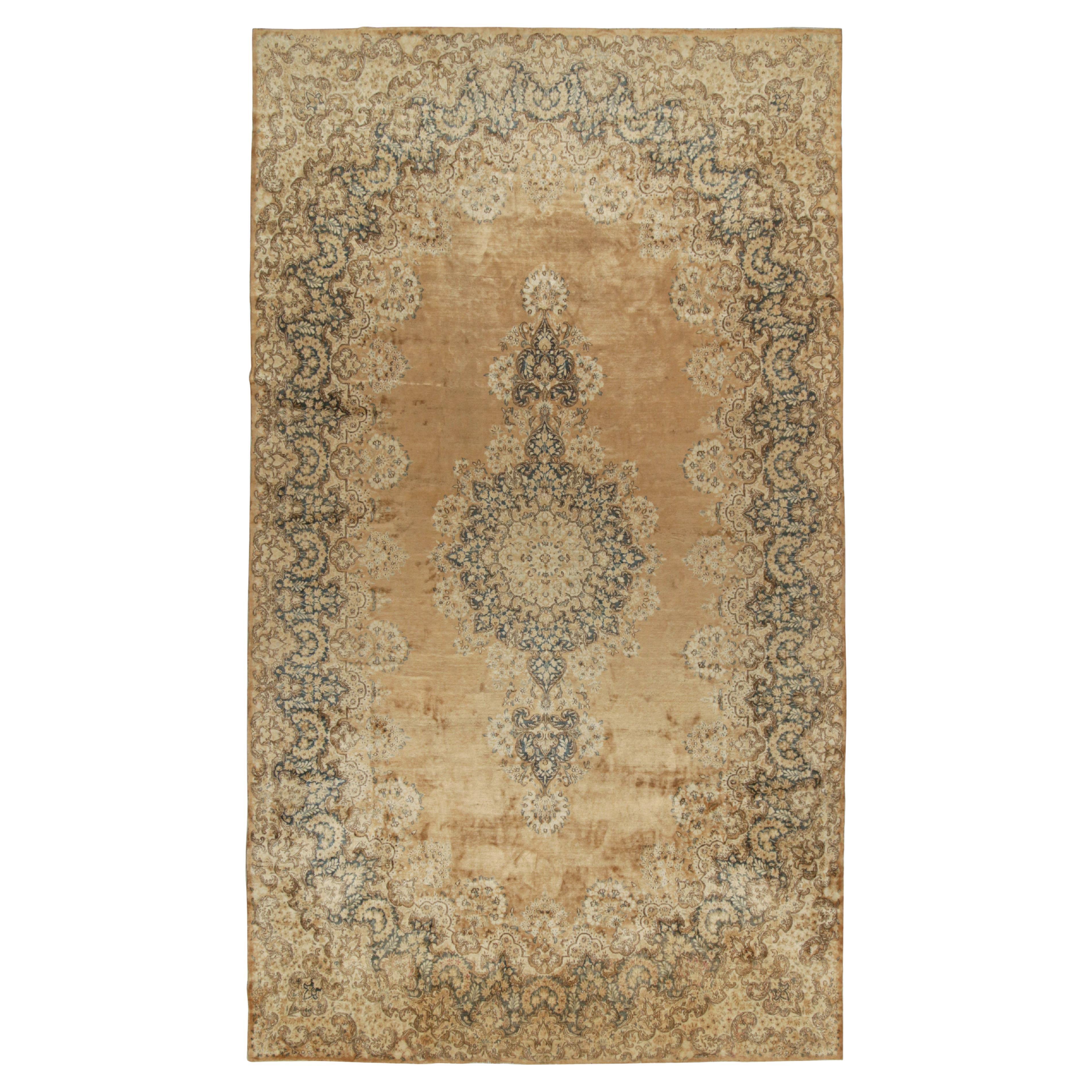 Antique Persian Yazd Rug in Bronze with Floral Medallion - by Rug & Kilim For Sale