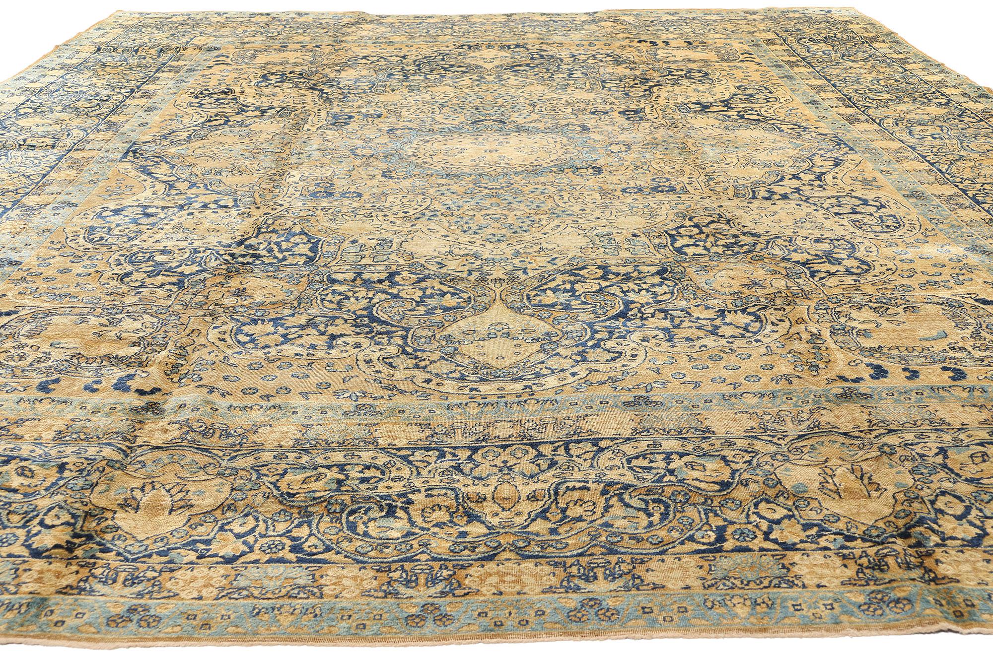 Alfombra persa de Yazd de finales del siglo XIX, de estilo tradicional Kashan en venta