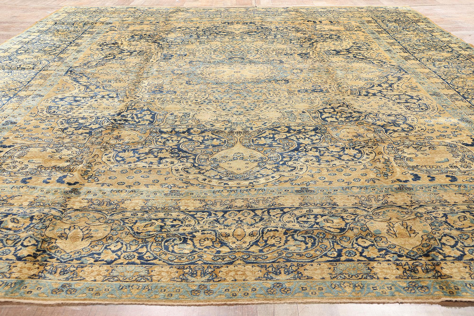 Alfombra persa de Yazd de finales del siglo XIX, de estilo tradicional en venta 1