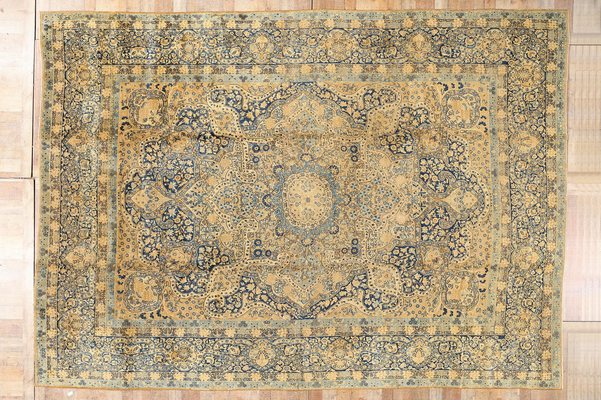 Alfombra persa de Yazd de finales del siglo XIX, de estilo tradicional en venta 2