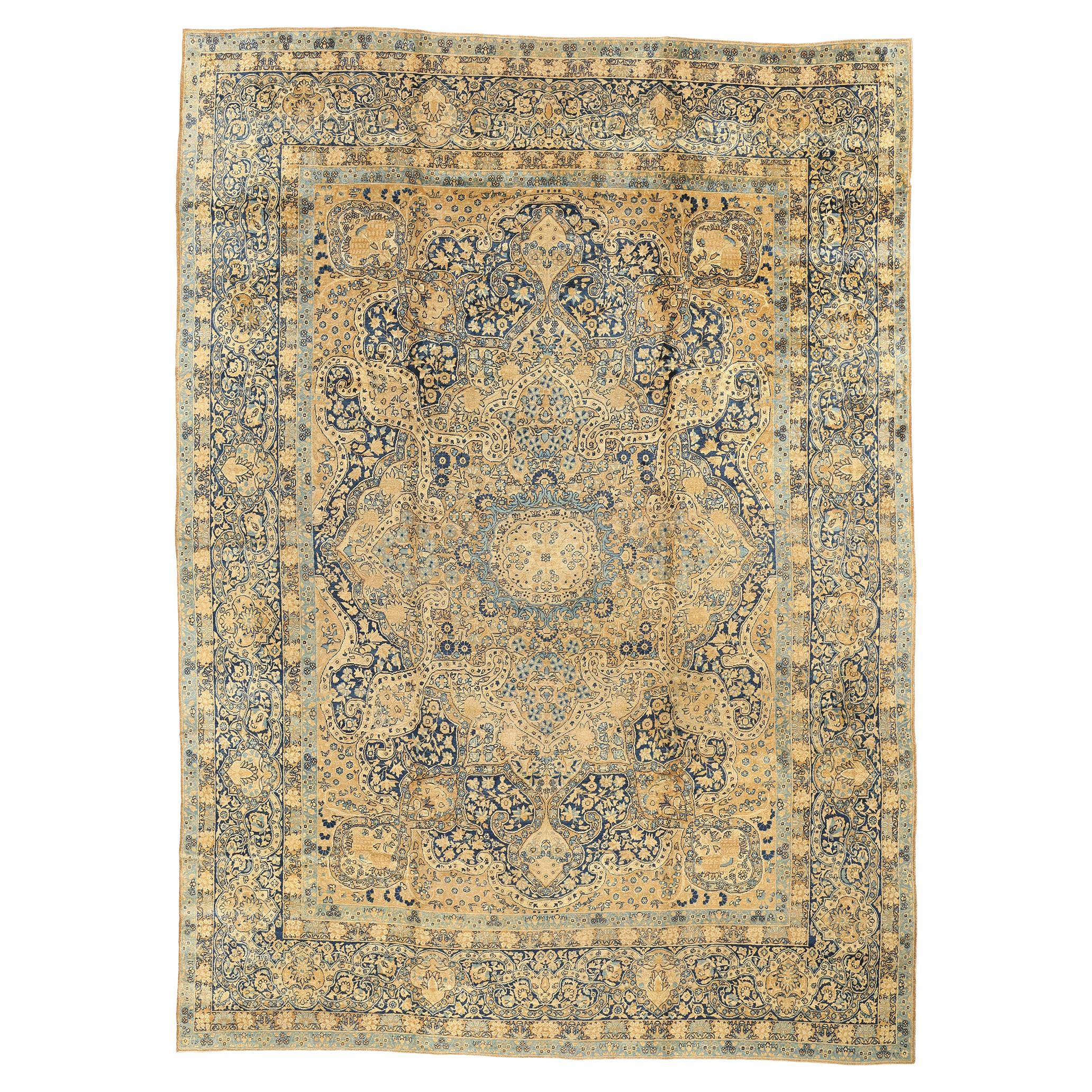 Late 19th Century Persian Yazd Carpet with Traditional Style
