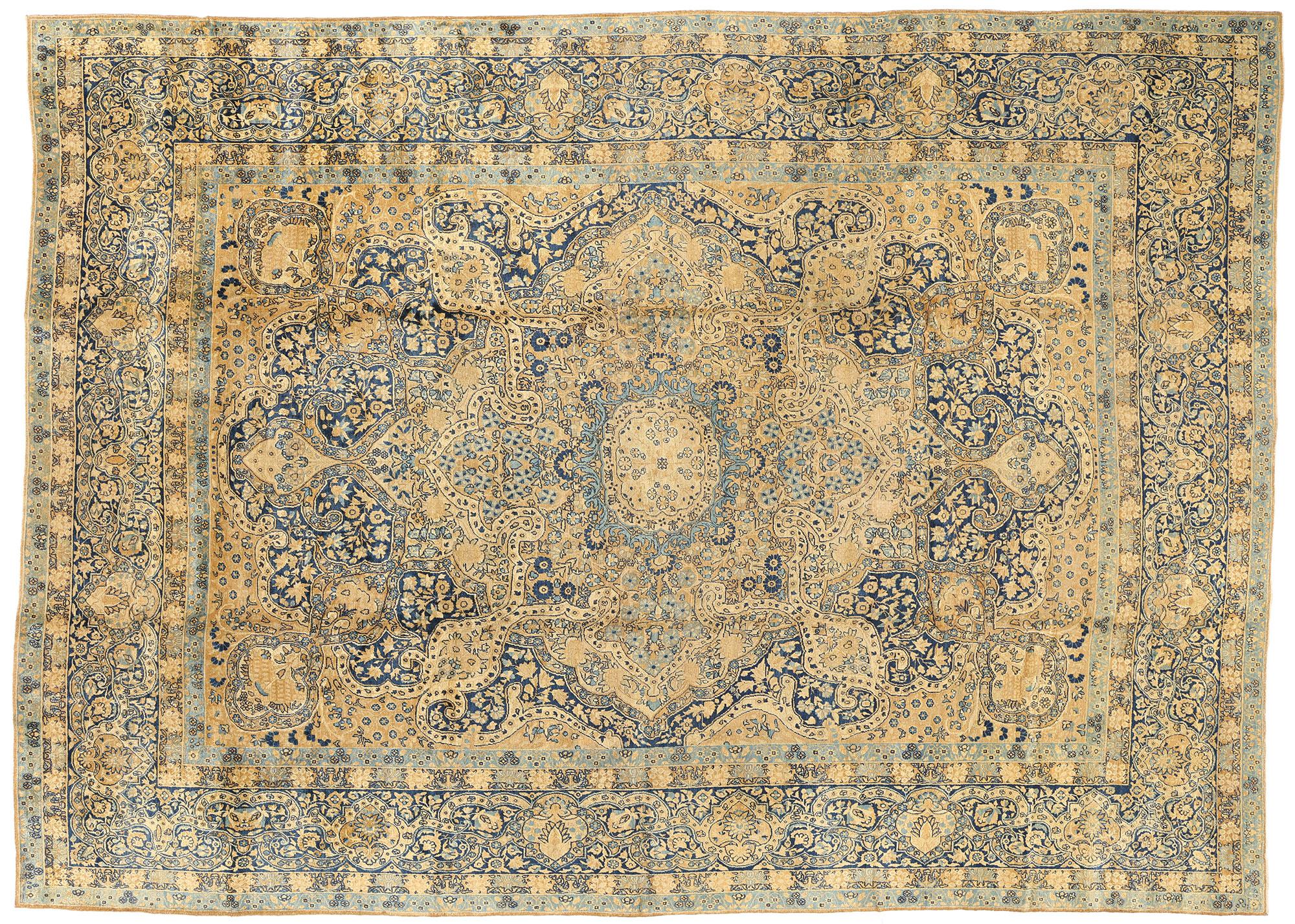 Alfombra persa de Yazd de finales del siglo XIX, de estilo tradicional en venta 3