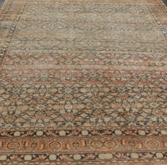 Antique Persian Yazd Rug with Floral-Geometric Design 9'6" X13'10"