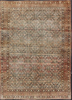 Antique Persian Yazd Rug with Floral-Geometric Design 9'6" X13'10"