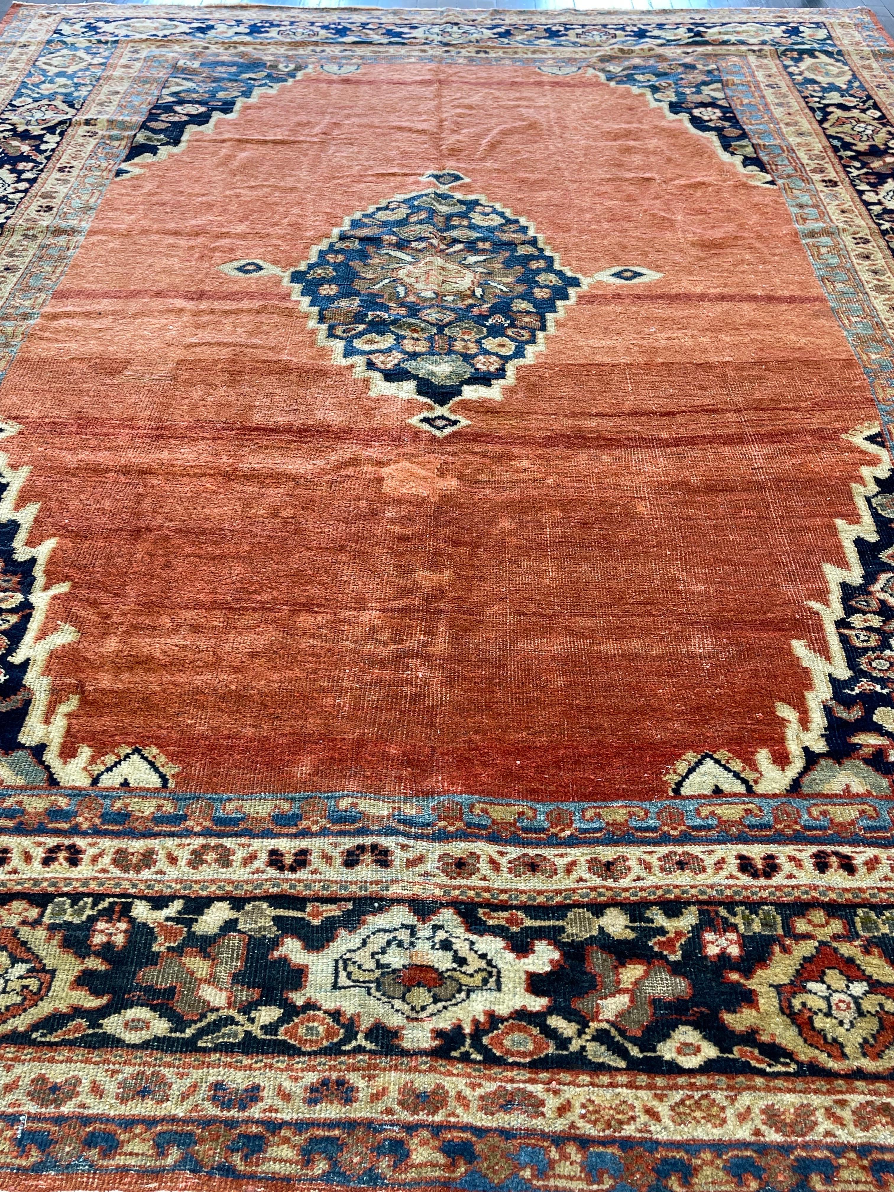 Vegetable Dyed Antique Persian Ziegler Mahal, circa 1920 For Sale