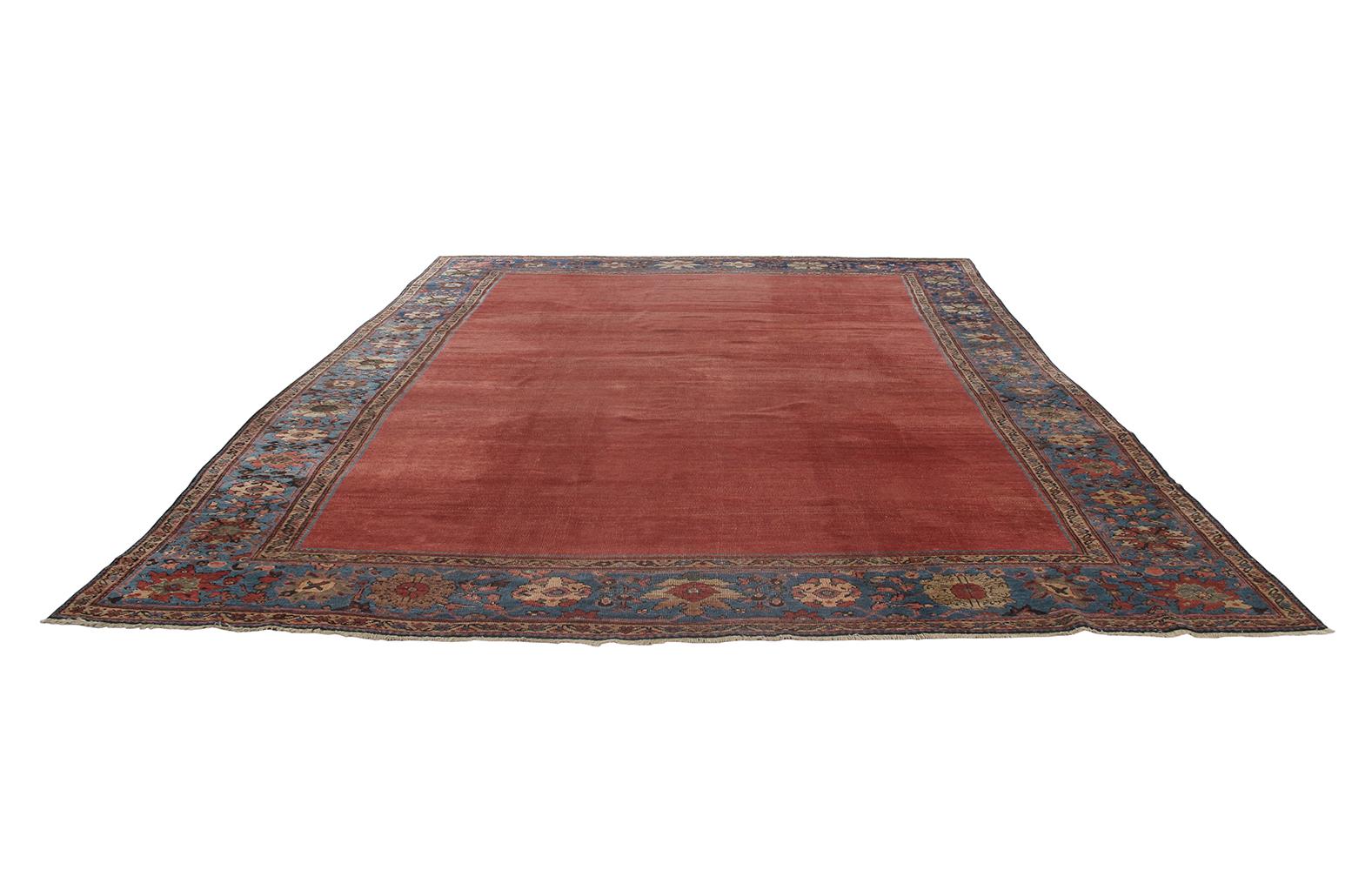 Hand-Knotted Antique Persian Ziegler Sultanabad Rug with a Red Field circa 1900 For Sale