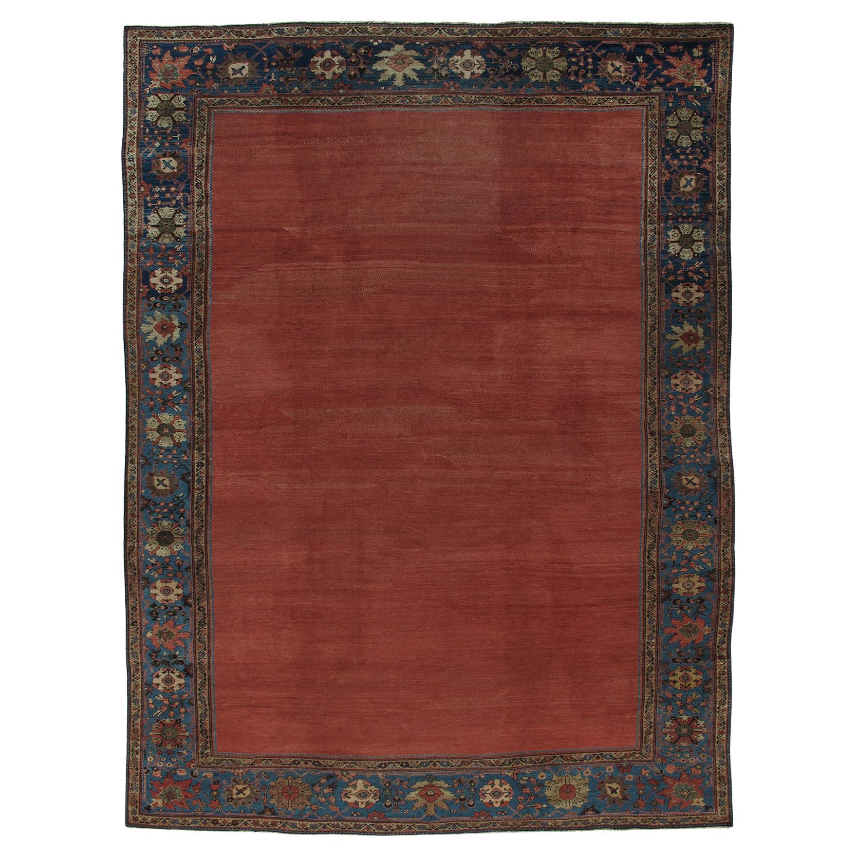 Antiker persischer Ziegler Sultanabad-Teppich mit rotem Feld, um 1900