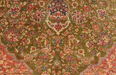 Antique Persian Ziegler Sultanabad Rug with Olive Field Floral Design