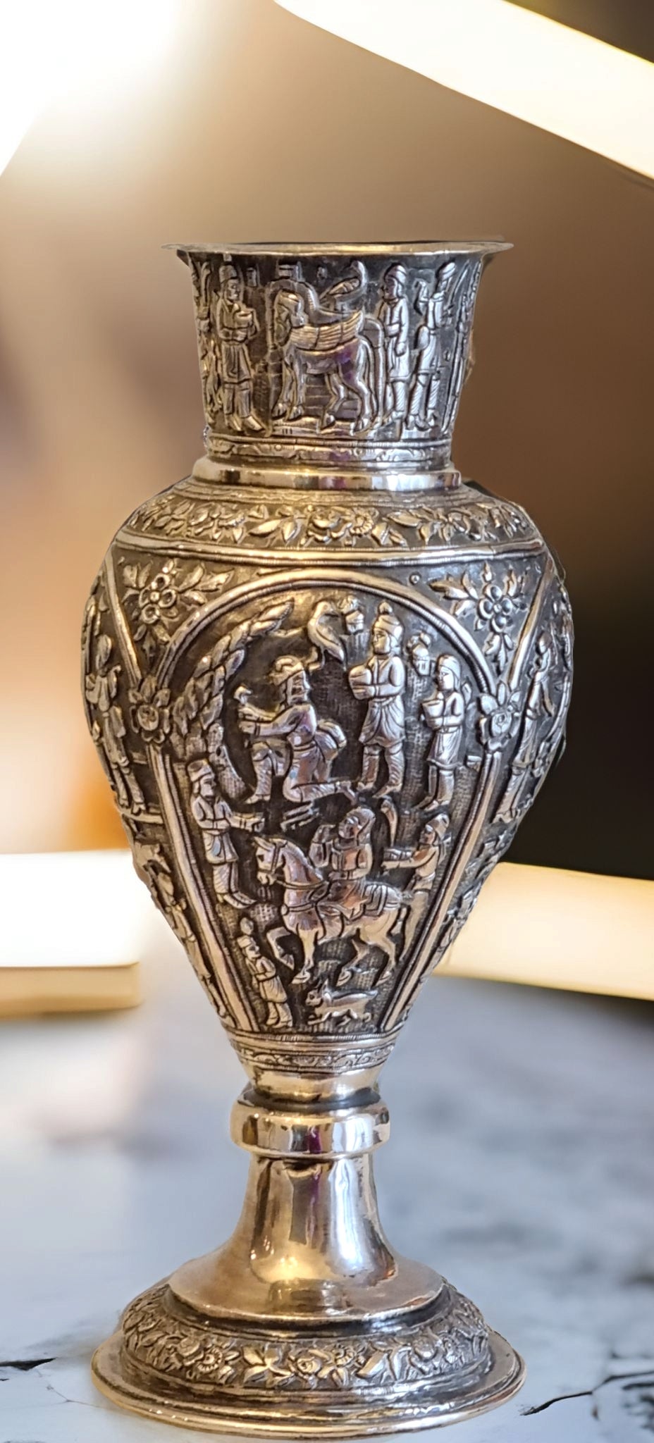 Vase en argent zoroastrien Parsi Parsee 