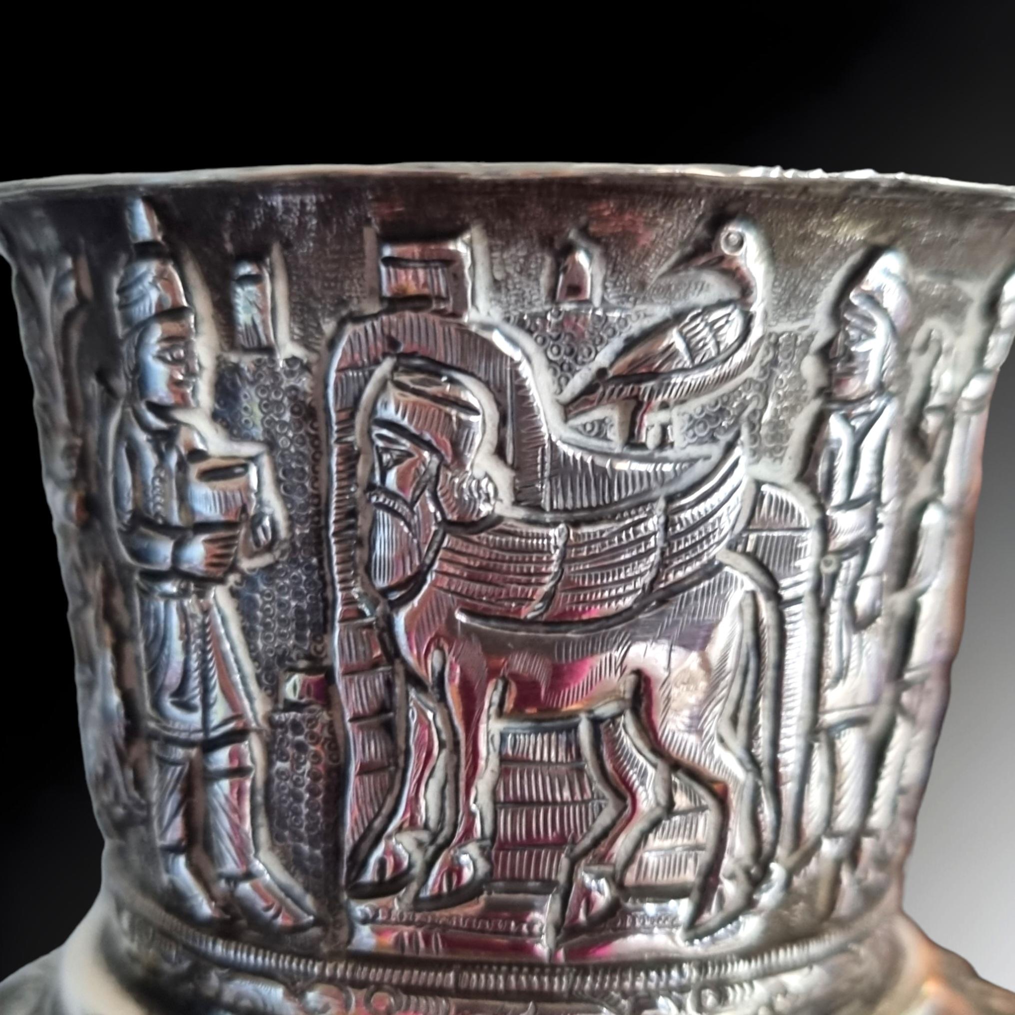 Vase en argent antique persan Zoroastrian Parsi Parsee « Muktad », 1900 en vente 5