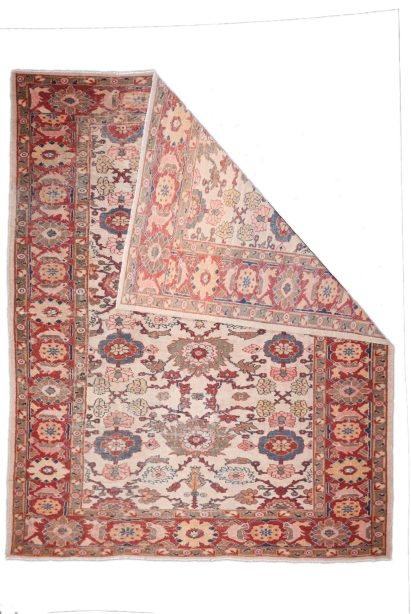 Antiker Persianl Mahal Sultanabad Teppich 8'6'' x 11'1''. Die sekundäre Qualität und Art von Teppichen, gewöhnlich mit Allover-Mustern, aus dem Sarouk/Arak-Bezirk. Der Typ ist ein Ableger des Sultanabads. Im Allgemeinen natürliche Farbstoffe,