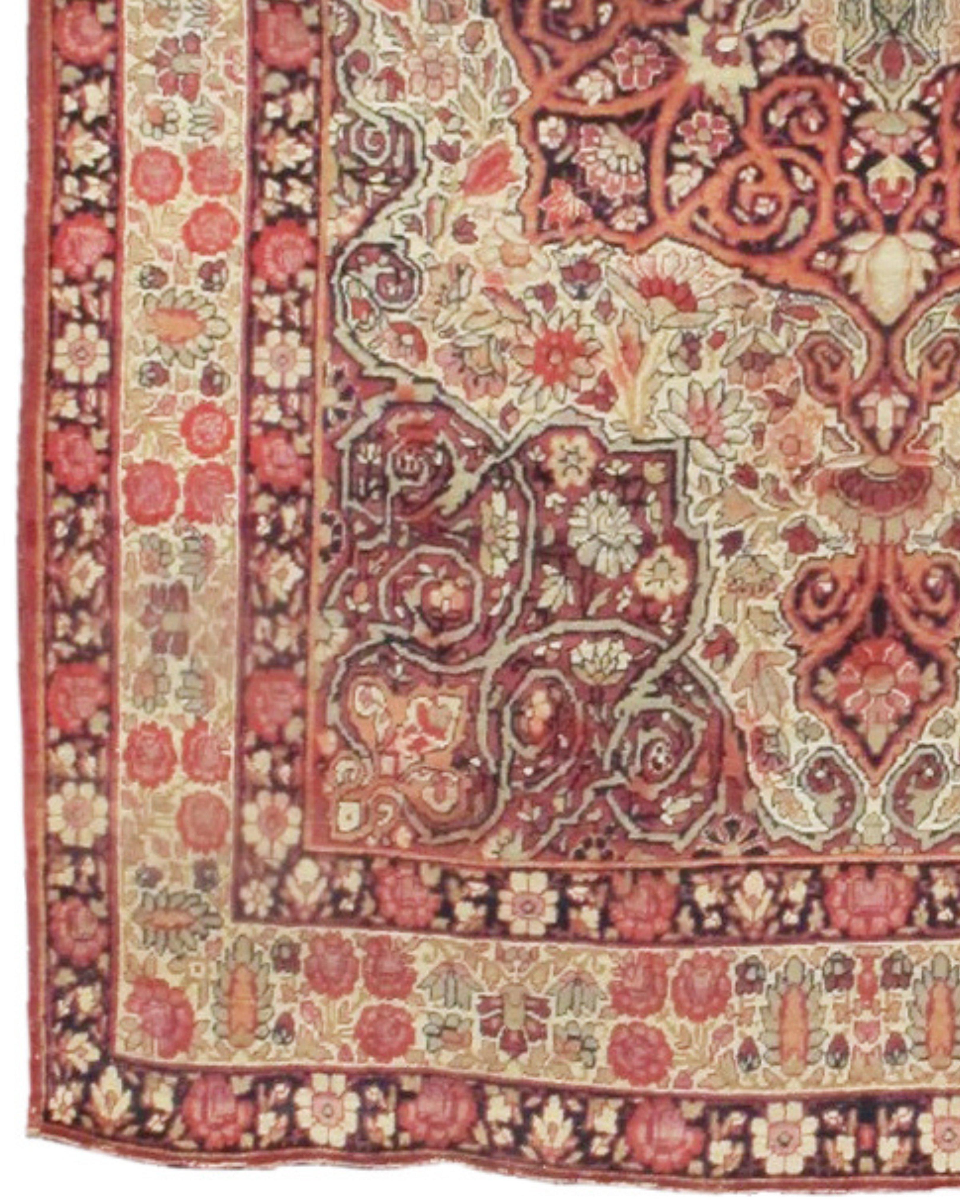 Persian Antique Persin Kirman Rug, c. 1900 For Sale