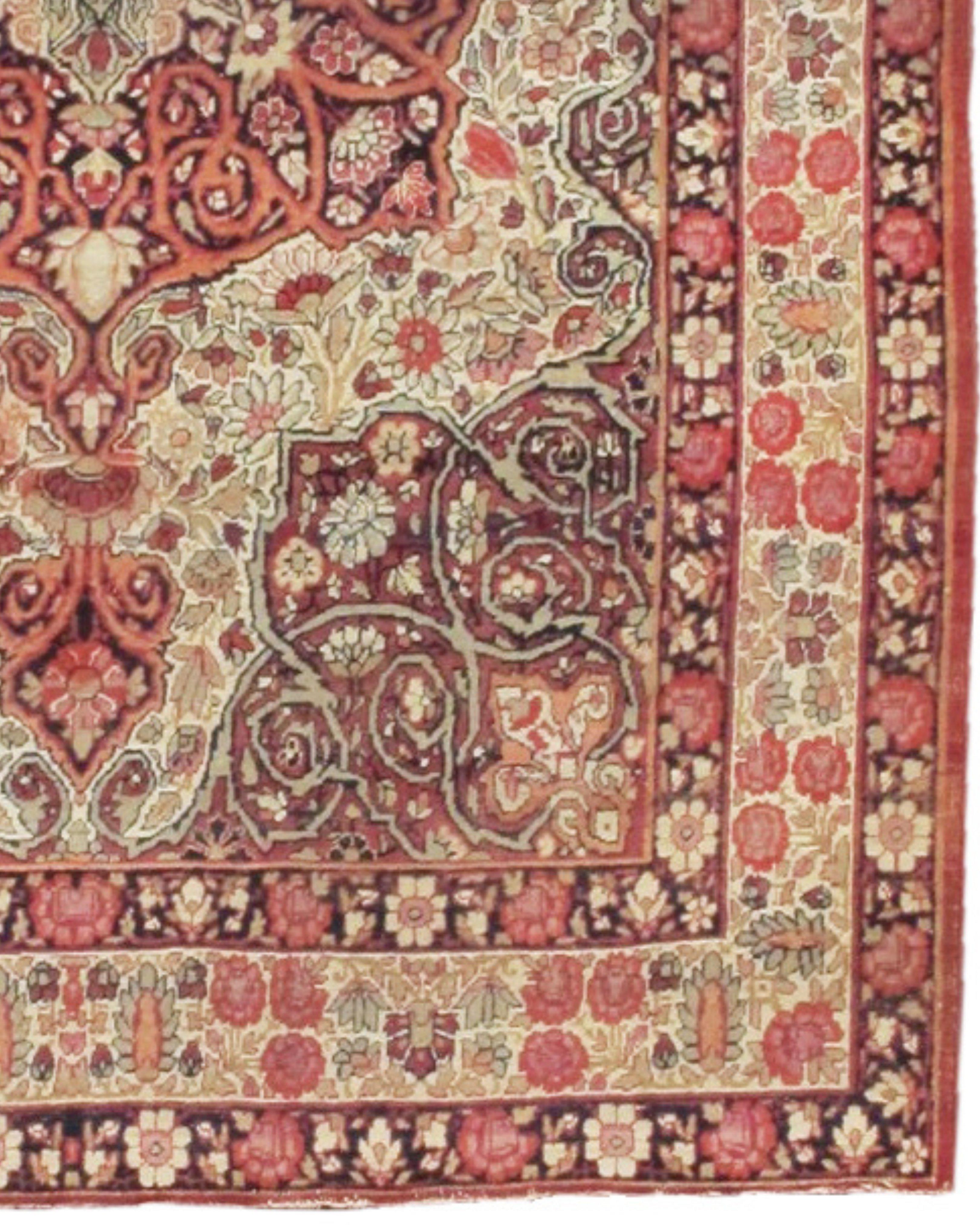 Hand-Knotted Antique Persin Kirman Rug, c. 1900 For Sale