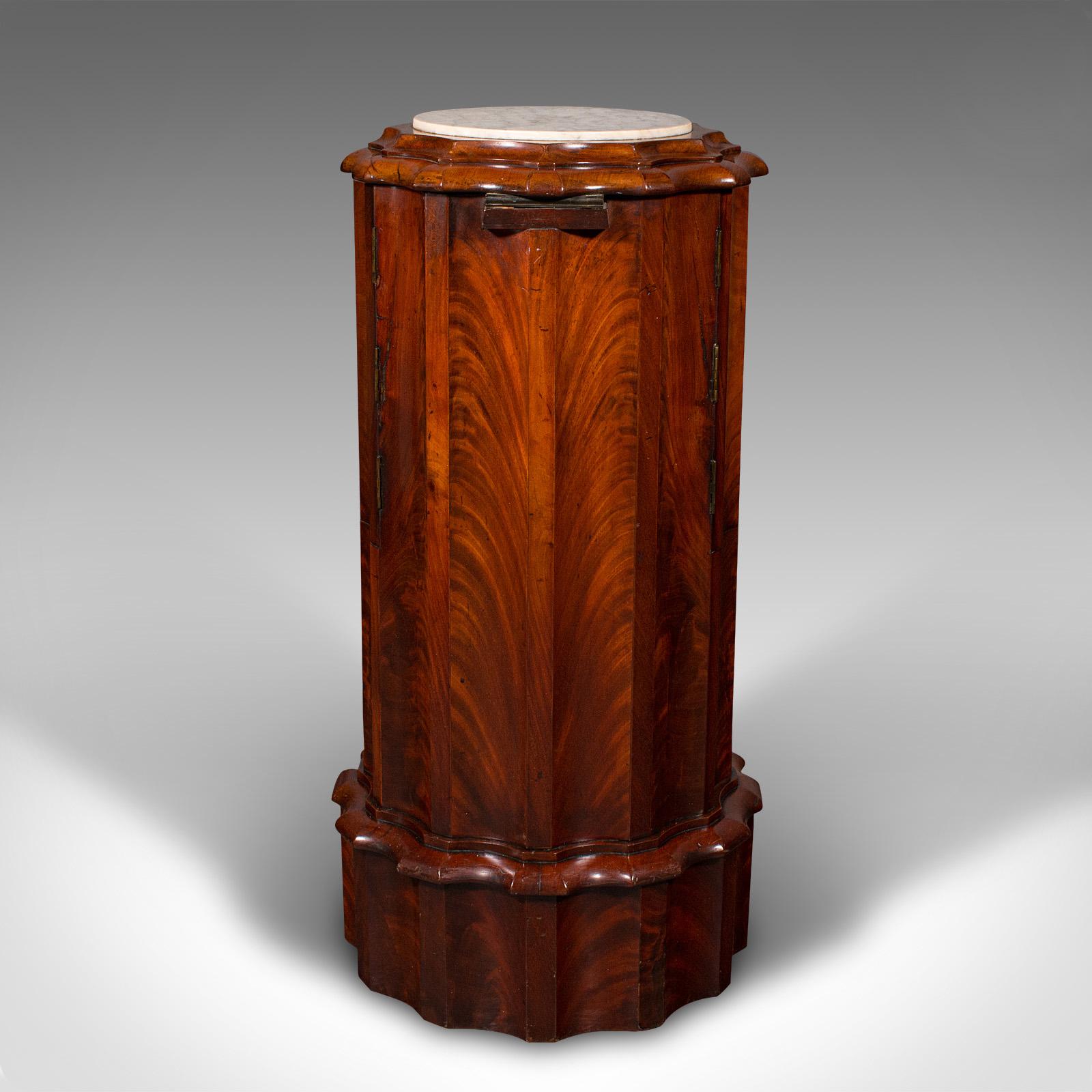 Marble Antique Personal Bedside Nightstand, English Jardiniere Stand, Victorian, C.1860 For Sale