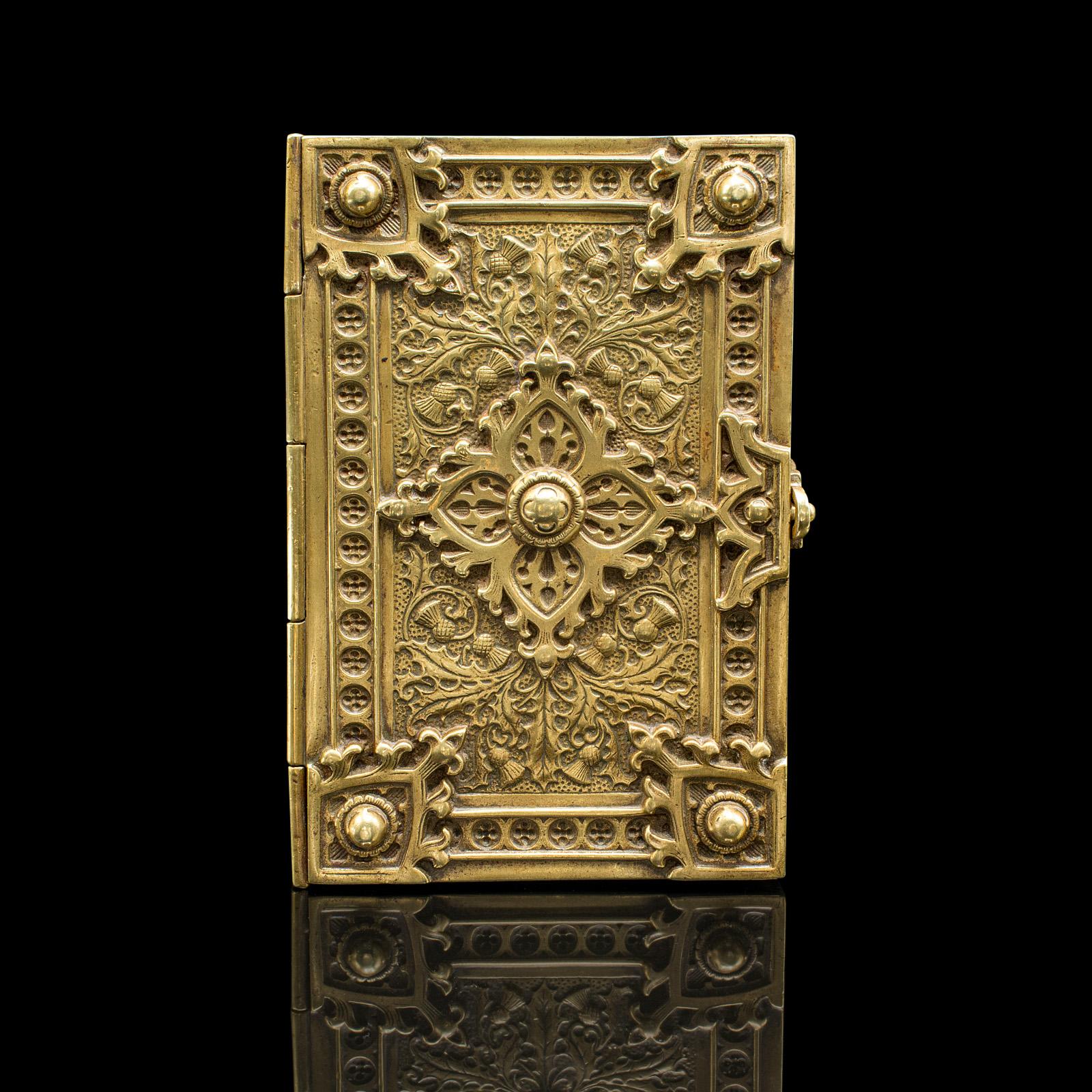 British Antique Personal Diary Repository, Scottish, Brass, Keepsake Case, Victorian For Sale