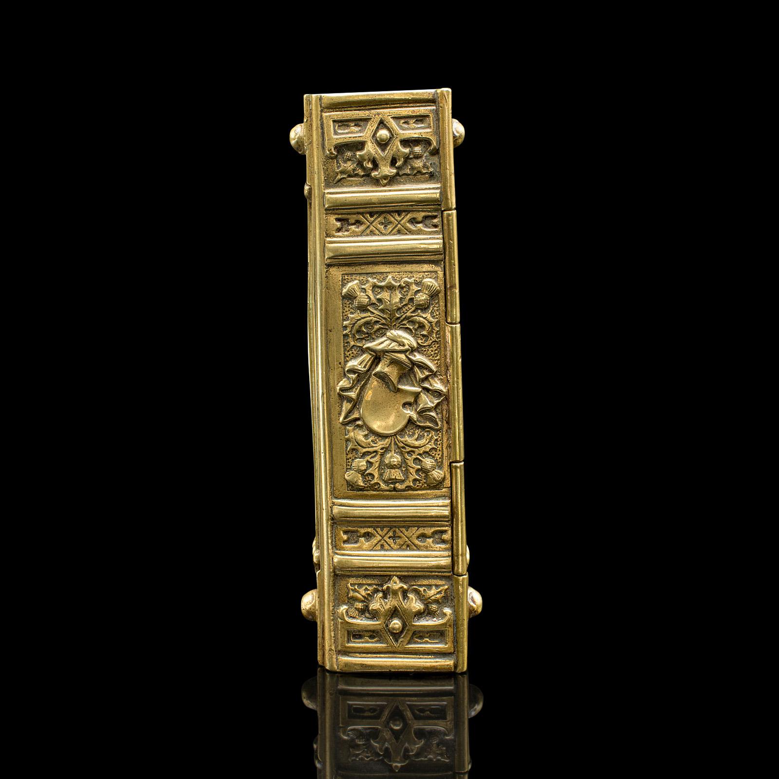 Antique Personal Diary Repository, Scottish, Brass, Keepsake Case, Victorian In Good Condition For Sale In Hele, Devon, GB