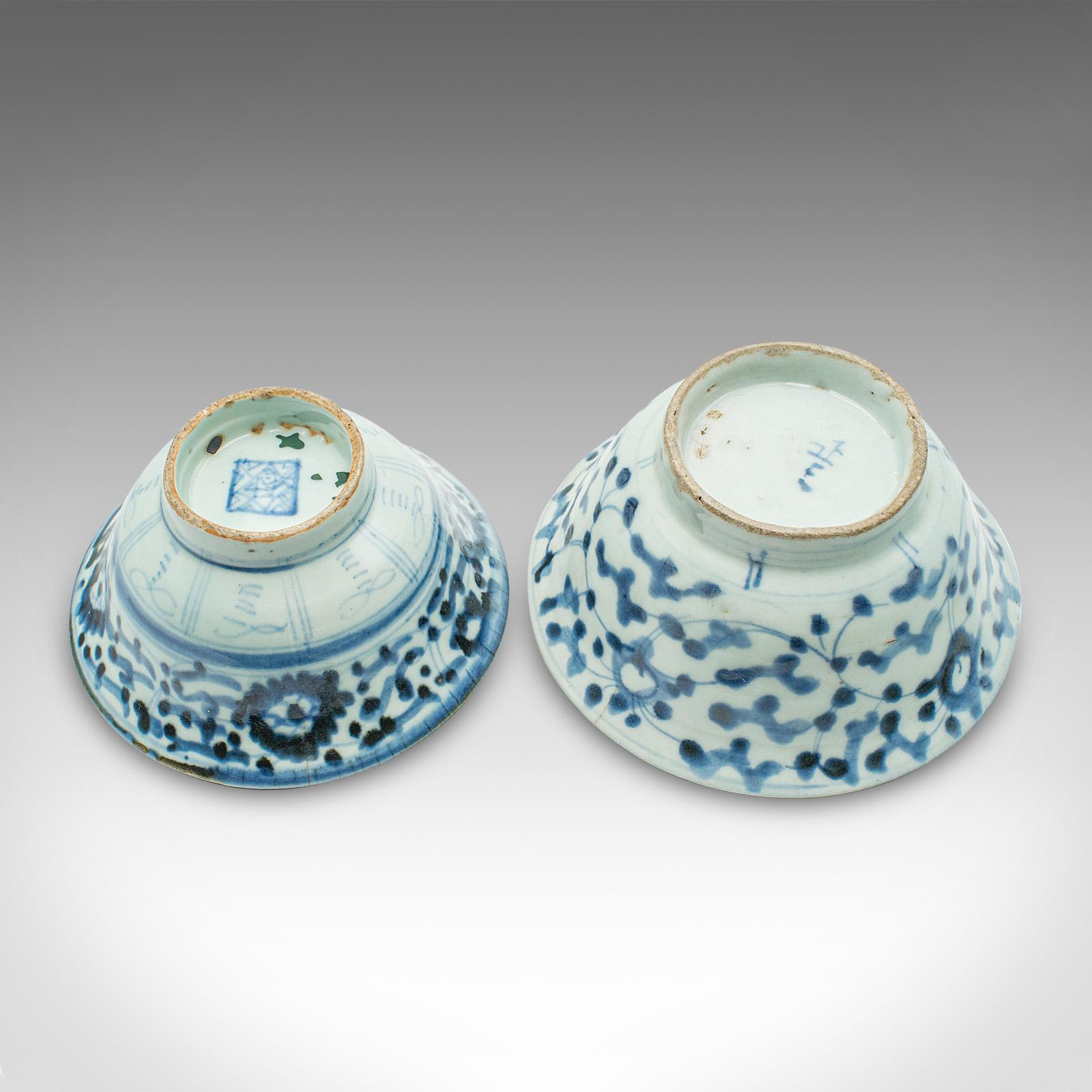 Antique Personal Tea Set, Chinese, Qing Dynasty, Ceramic, Bowl, Saucer, Georgian For Sale 6