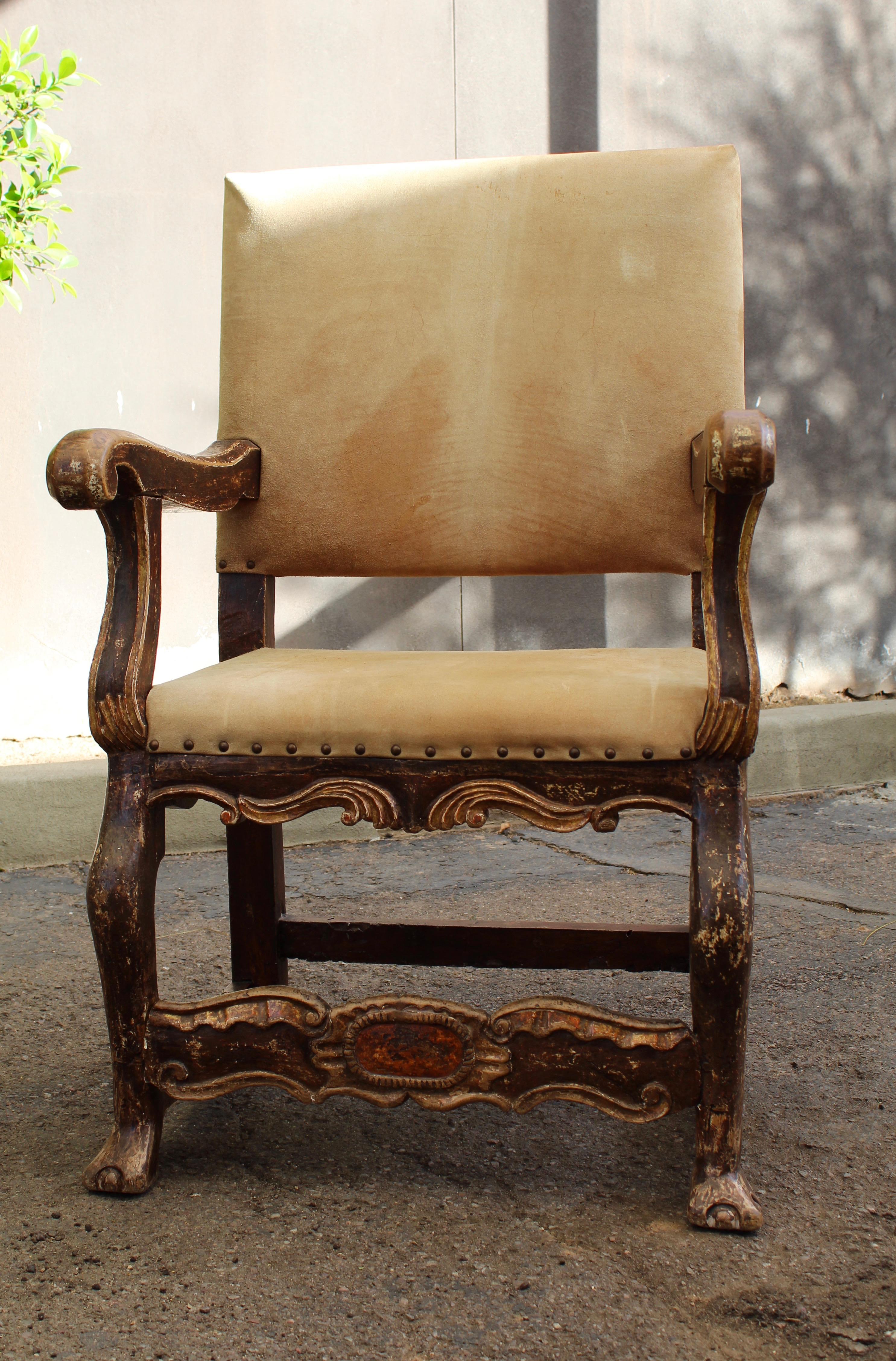 Antique Peruvian Sanctuary Chair In Distressed Condition For Sale In Scottsdale, AZ