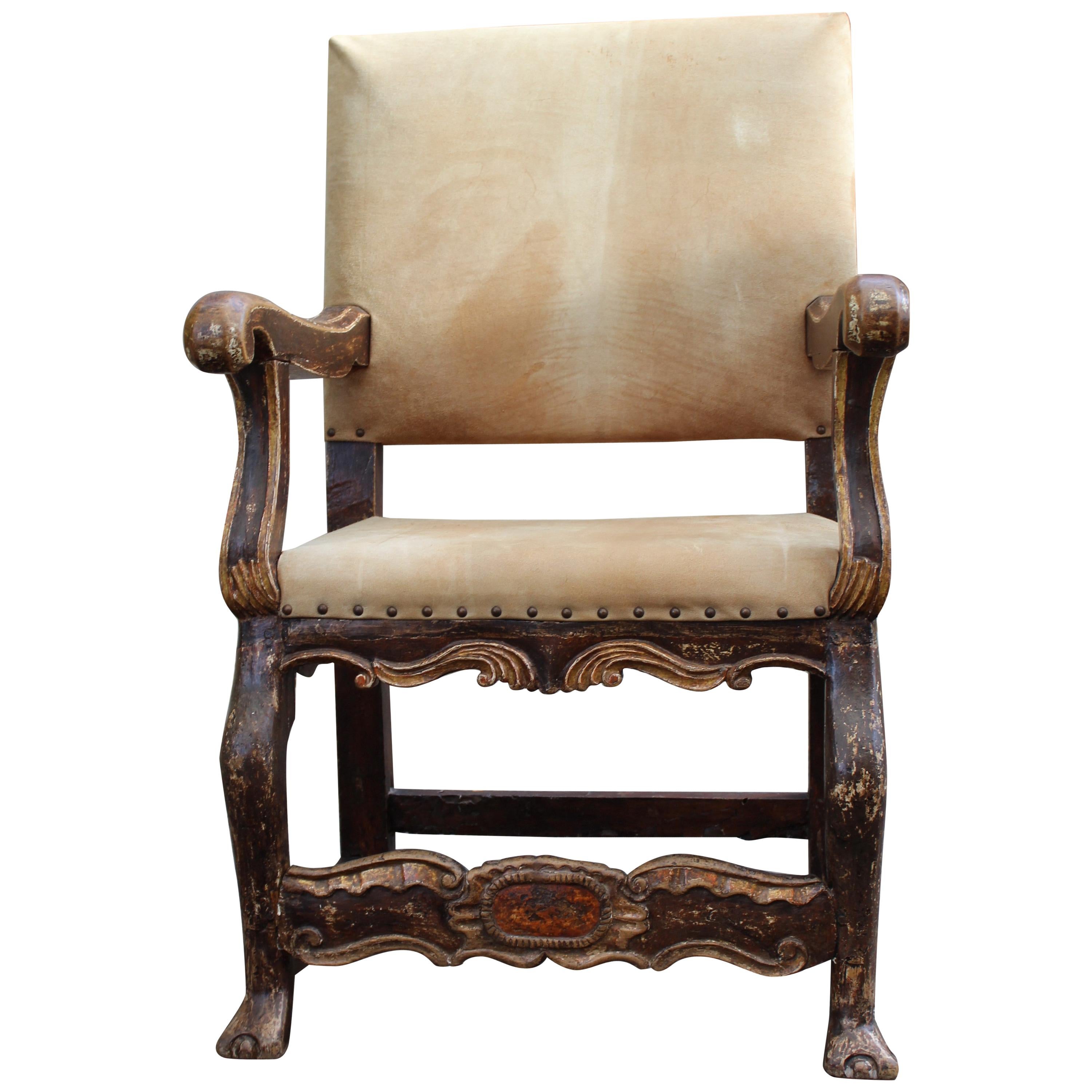 Antique Peruvian Sanctuary Chair For Sale