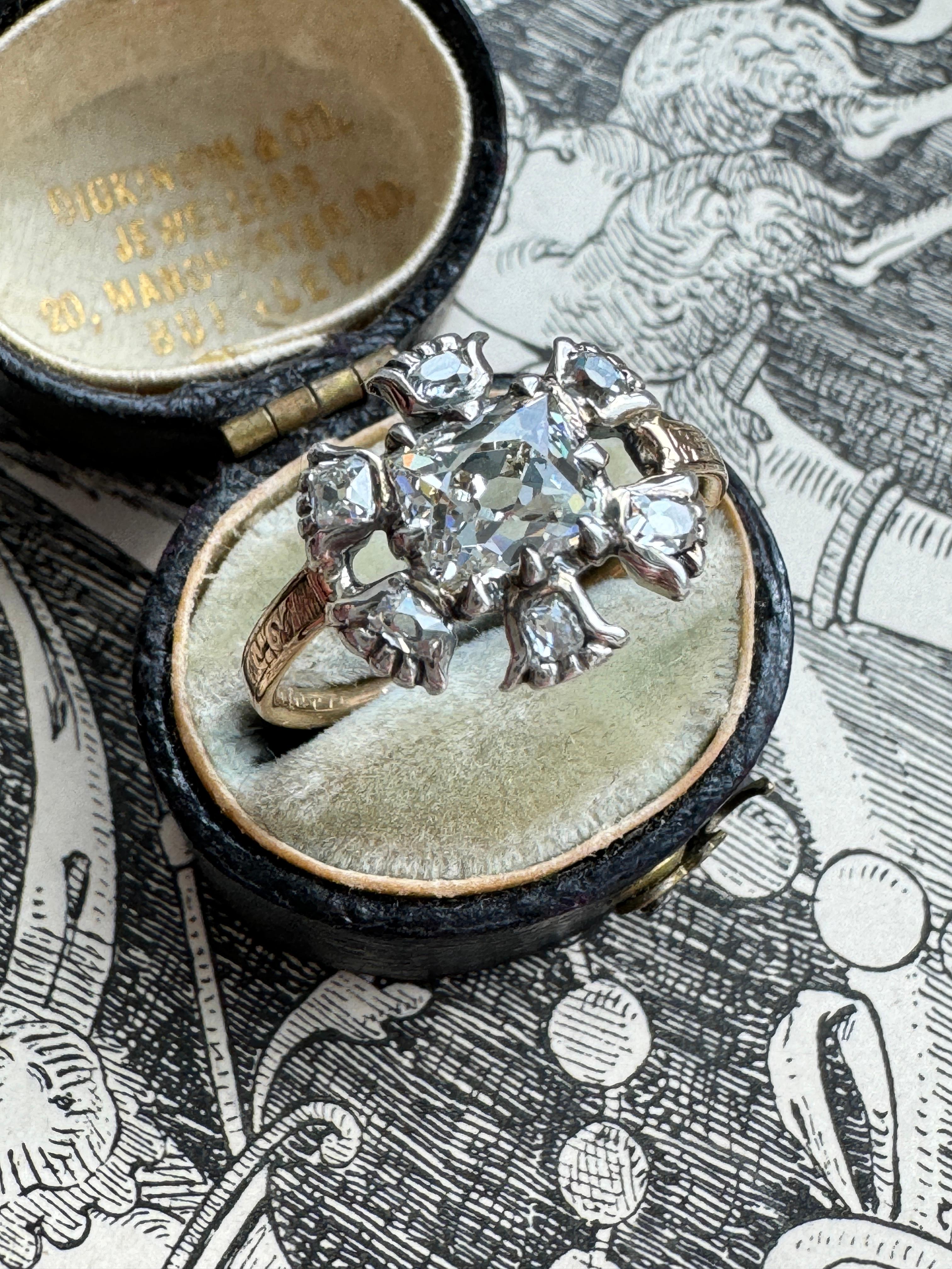 Antiker Peruzzi-Diamant-Cluster-Ring mit Diamanten - Conversion aus dem 19. Jahrhundert 2