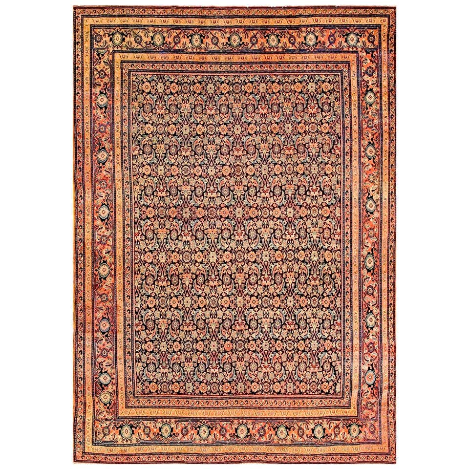 Rare Antique Persian Senneh Rug, Double Outer Field, Traditional ...